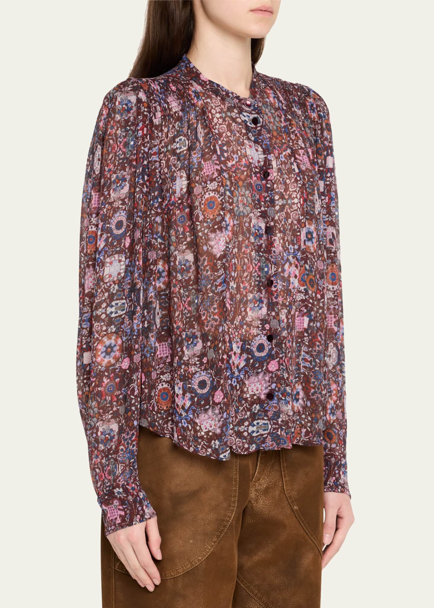 Etoile Isabel Marant Noeline Printed Long-Sleeve Blouse Image 4 of 5