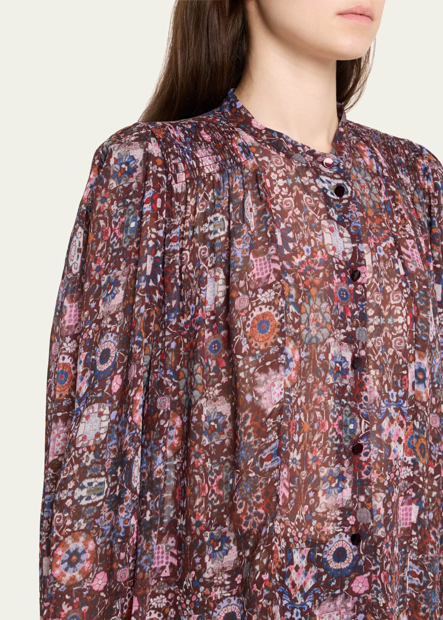 Etoile Isabel Marant Noeline Printed Long-Sleeve Blouse Image 5 of 5