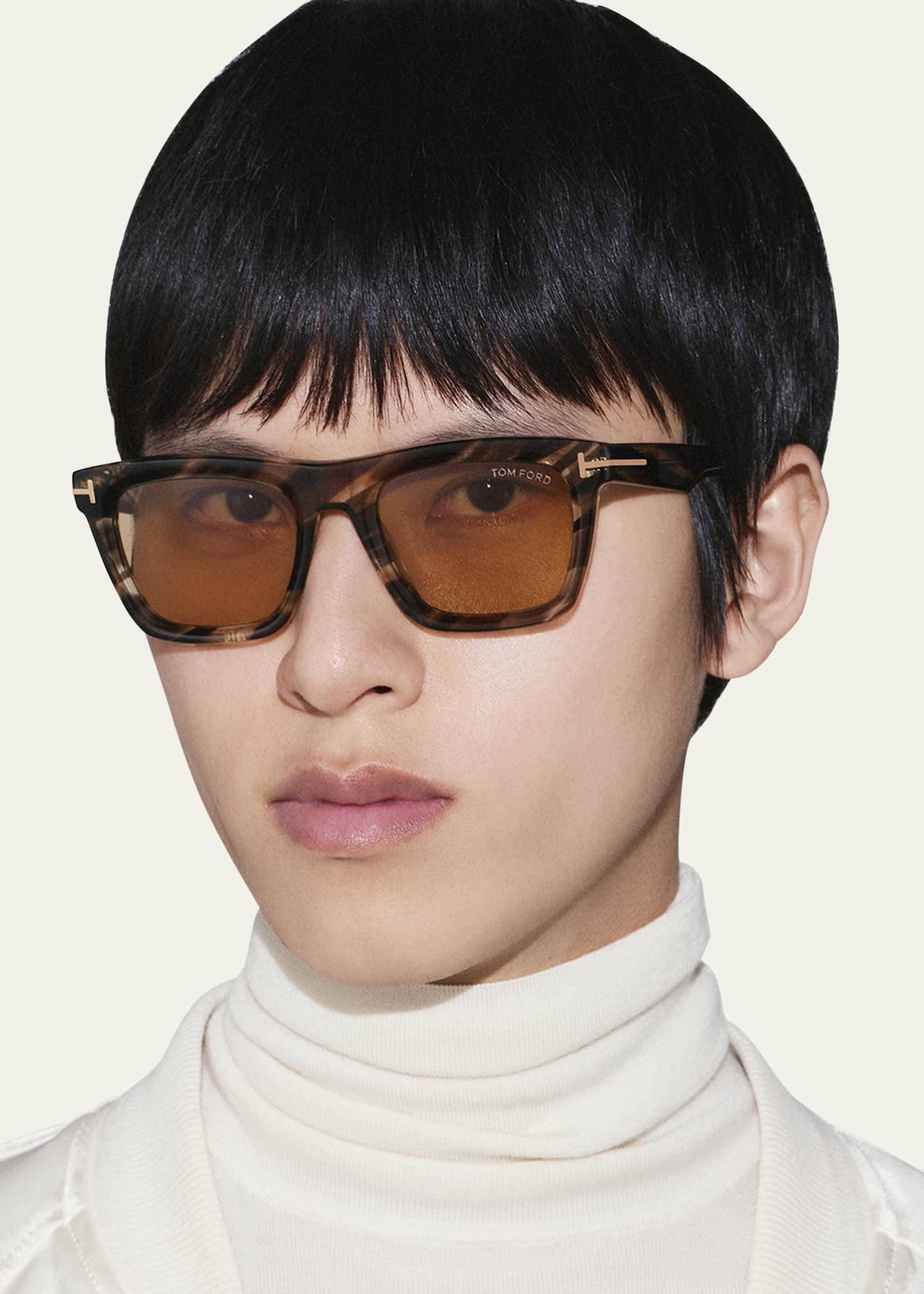 TOM FORD ブラウン スクエア サングラス TOM FORD Men's Lelio Acetate Square Sunglasses - Bergdorf Goodman