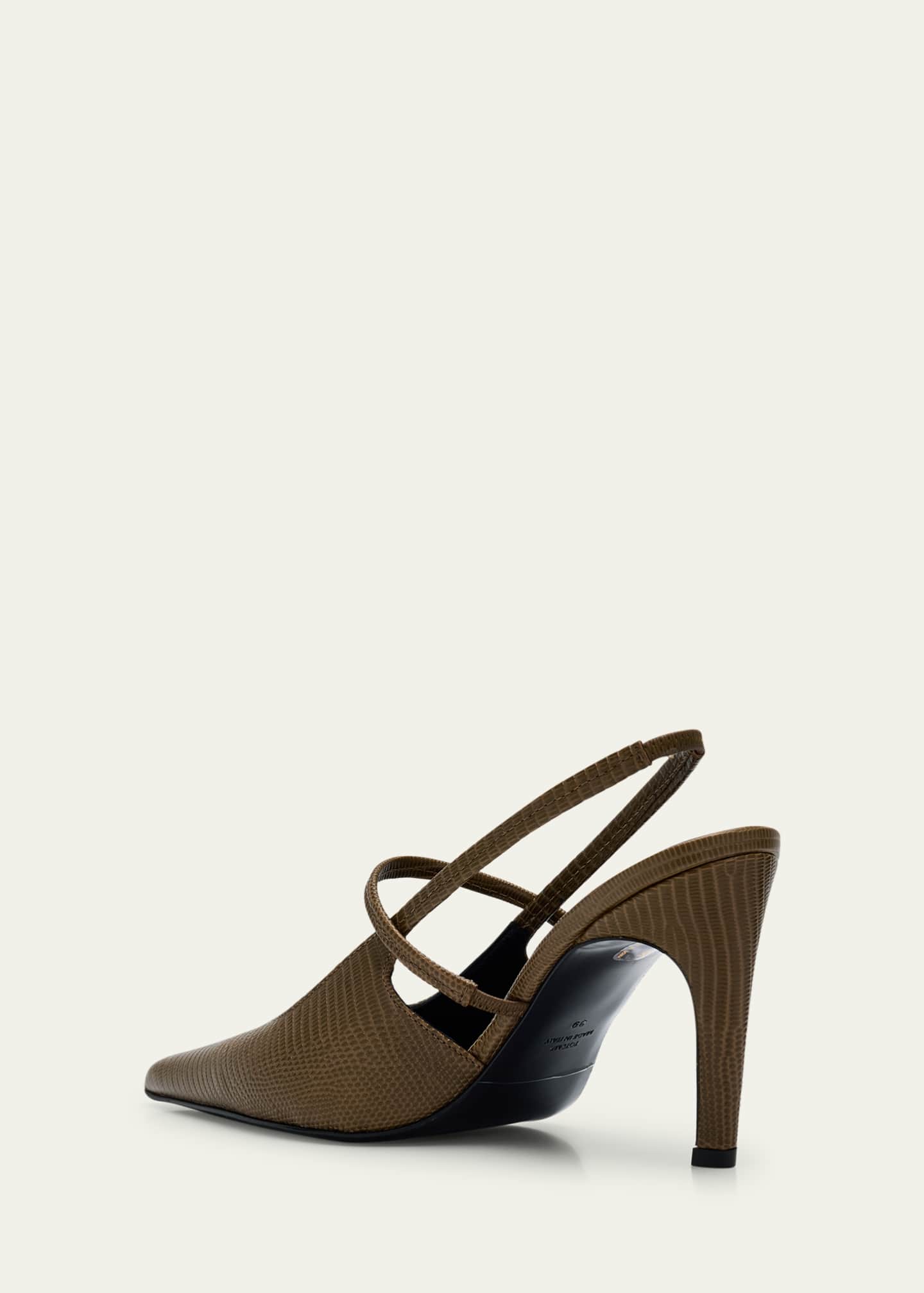 Toteme Lizard-Embossed Leather Slingback Pumps Image 4 of 6
