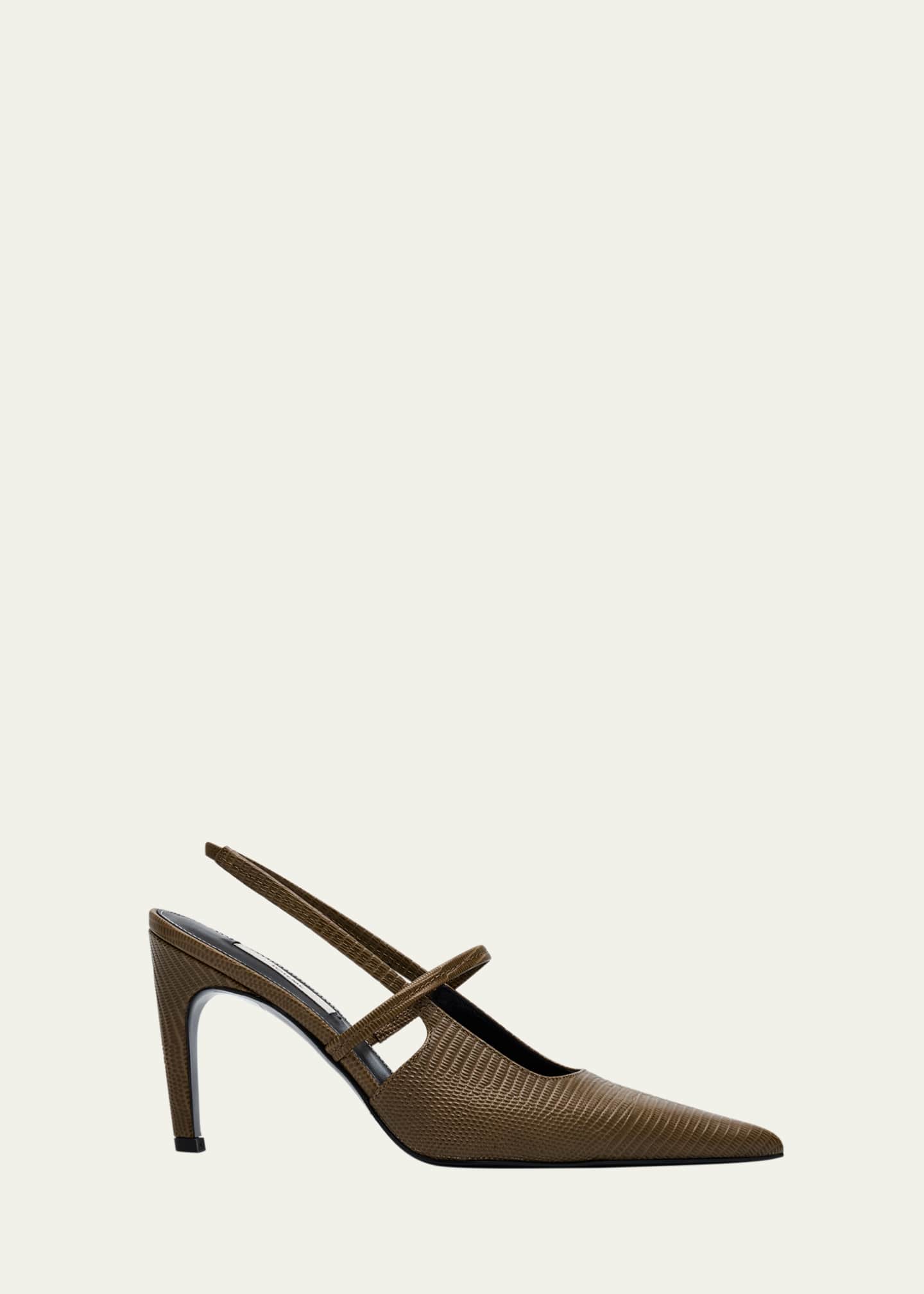 Toteme Lizard-Embossed Leather Slingback Pumps Image 1 of 6