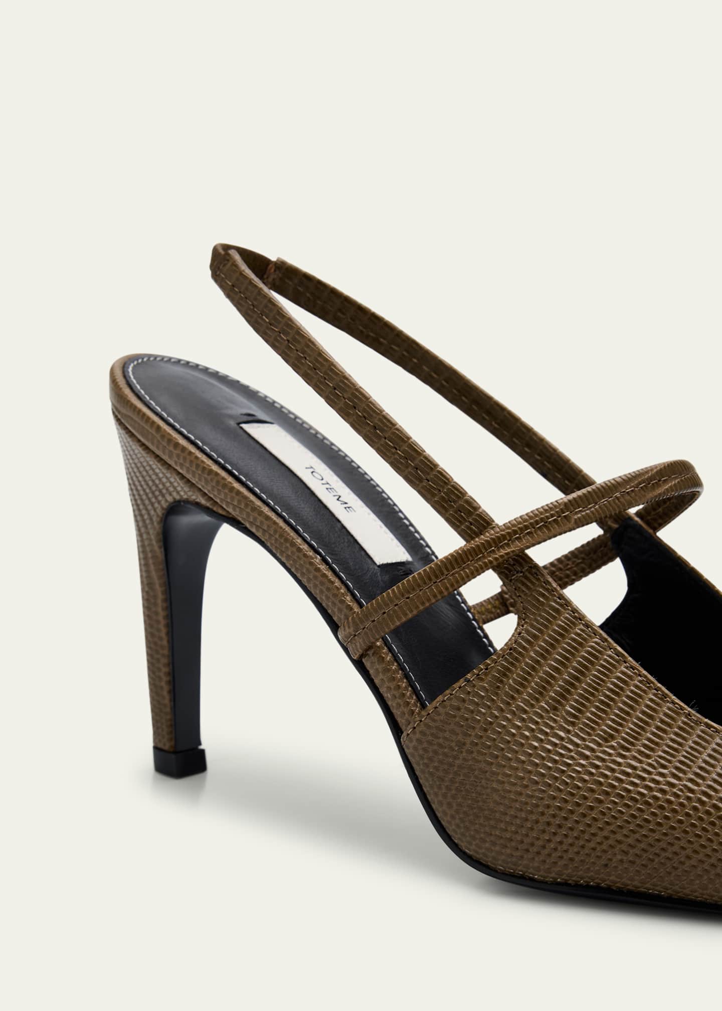 Toteme Lizard-Embossed Leather Slingback Pumps Image 5 of 6