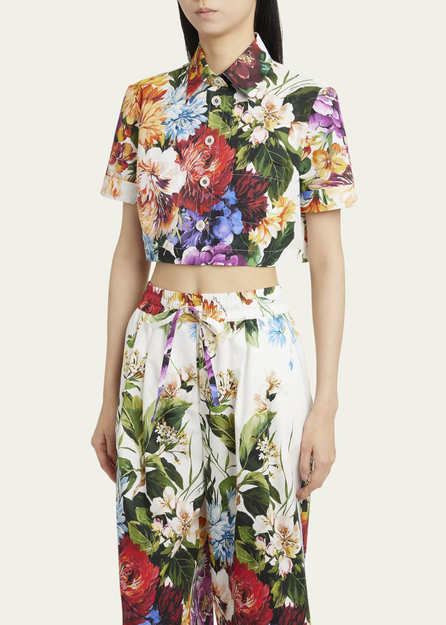 Tシャツ・カットソー Dolce & Gabbana FLOWER BOUQUET PRINT POPLIN SHIRT Shirt Dolce & Gabbana Dolce & Gabbana Flower-Bouquet Print