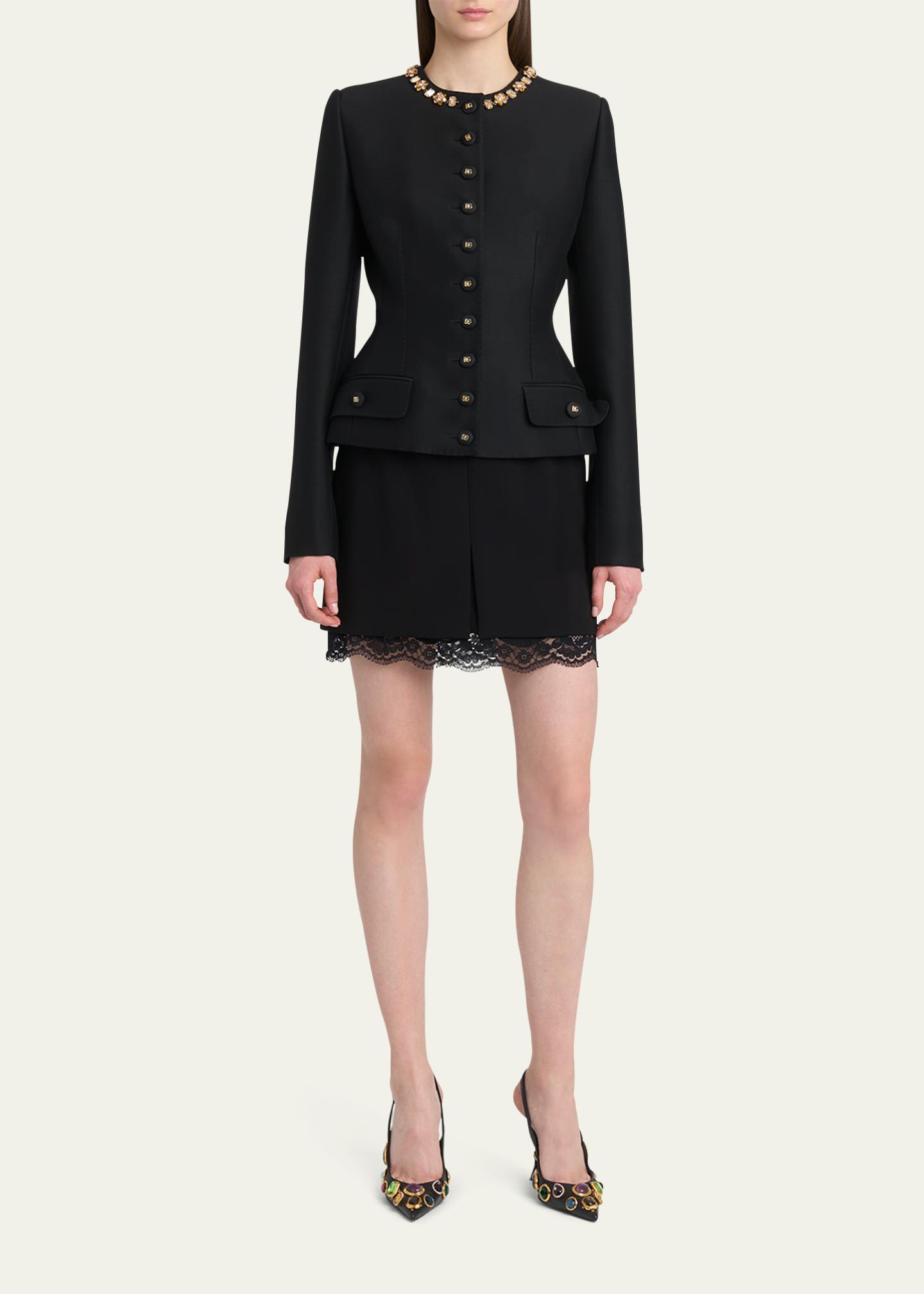Dolce&Gabbana Lana Double Crepe Lace-Trim Mini Skirt - Bergdorf