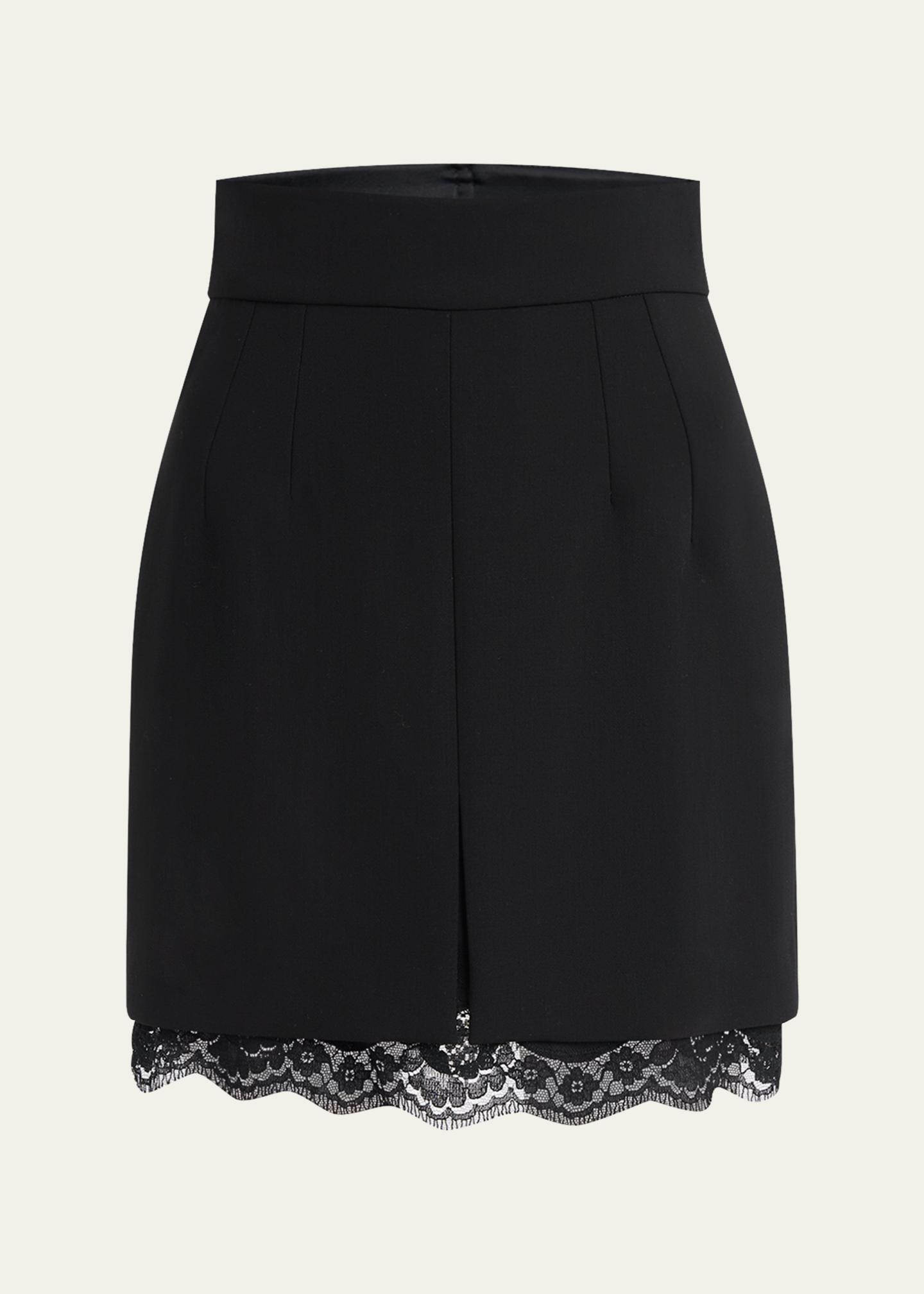 Dolce&Gabbana Lana Double Crepe Lace-Trim Mini Skirt - Bergdorf