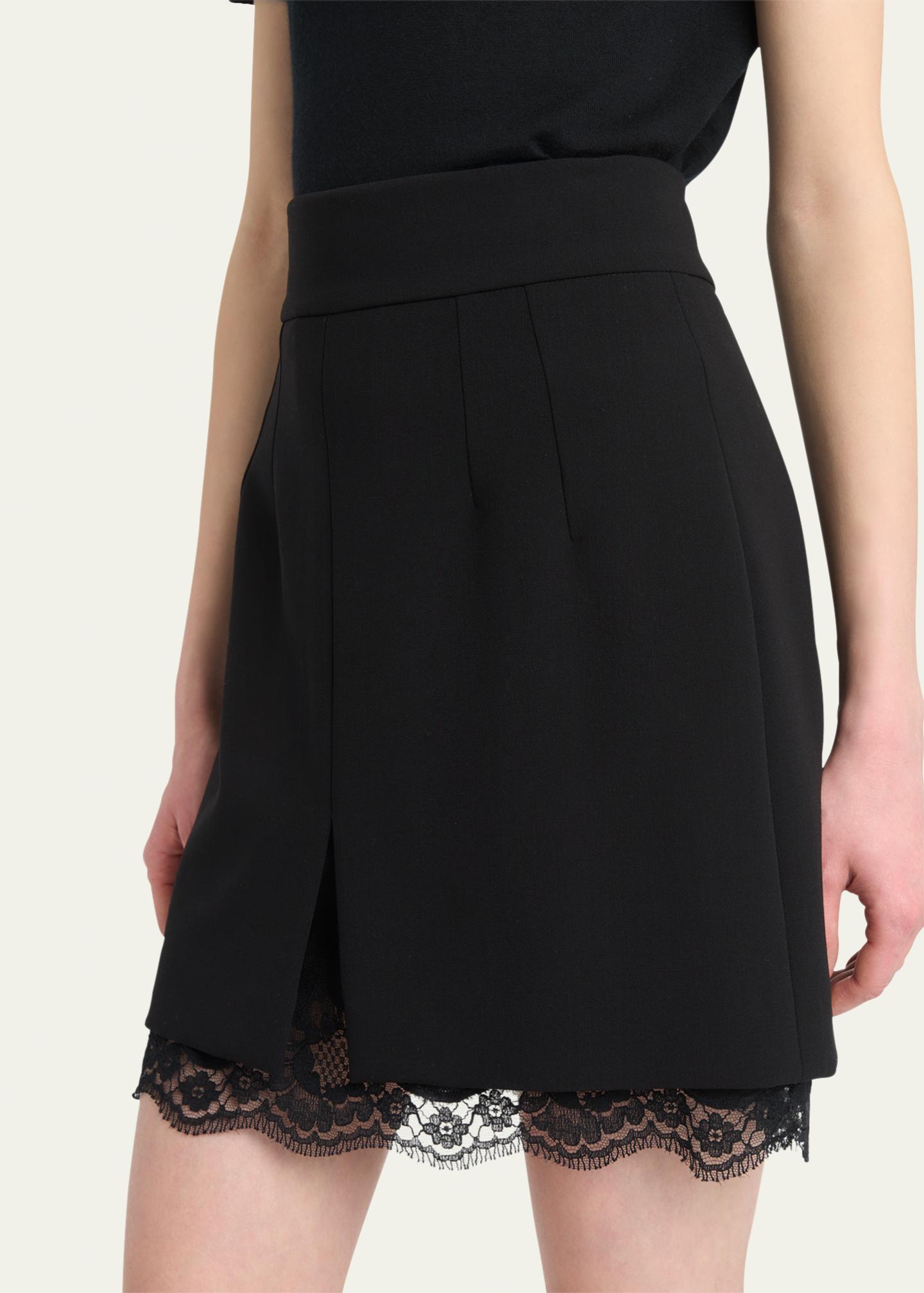 Dolce&Gabbana Lana Double Crepe Lace-Trim Mini Skirt - Bergdorf