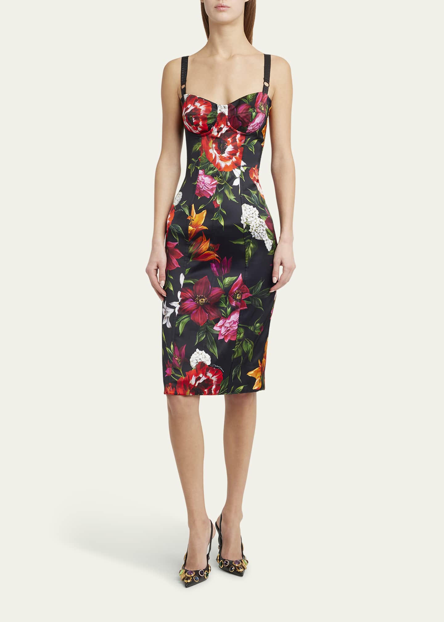 Dolce&Gabbana Anemone Floral Satin Bustier Dress - Bergdorf Goodman