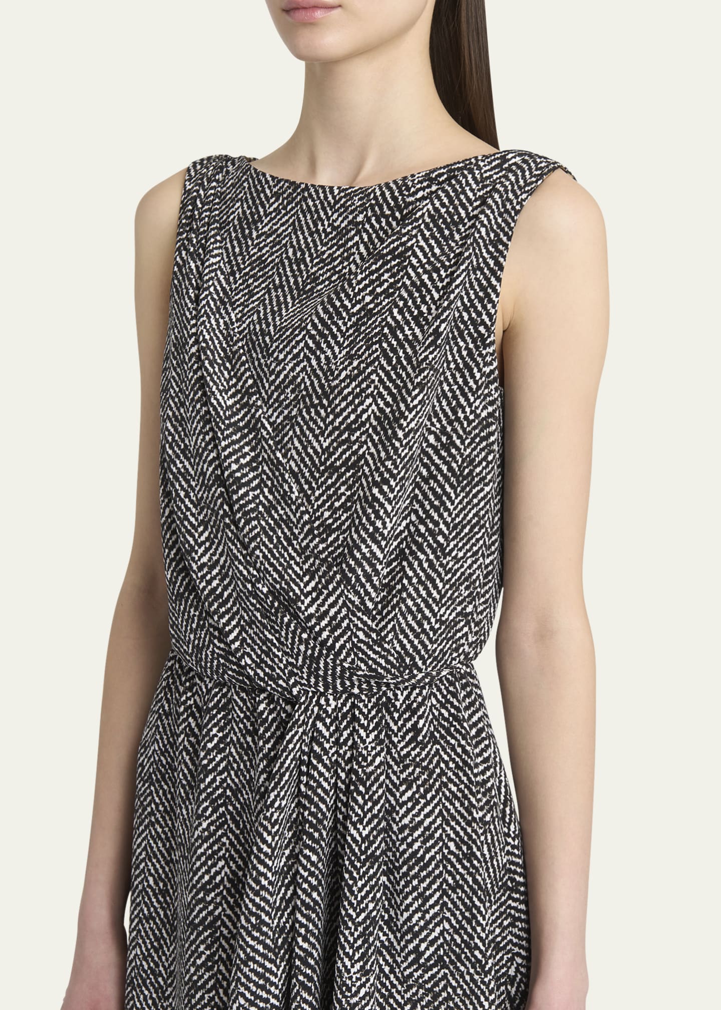 Dolce & Gabbana Women's Herringbone Print Draped Crepe Cocktail Dress - Gray - Cocktail Dresses