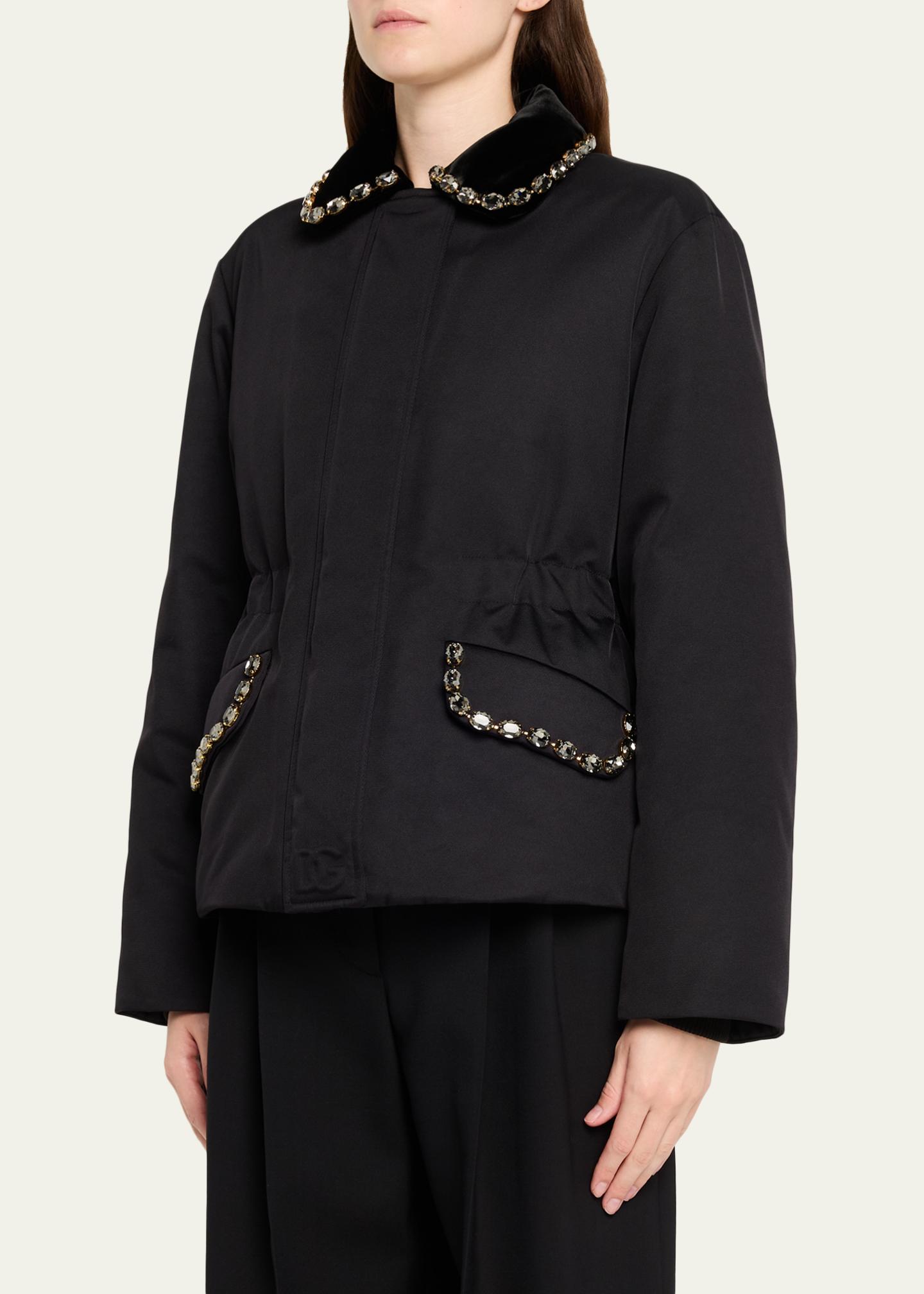 Dolce&Gabbana Crystal Velvet-Collar Nylon Barn Jacket - Bergdorf 