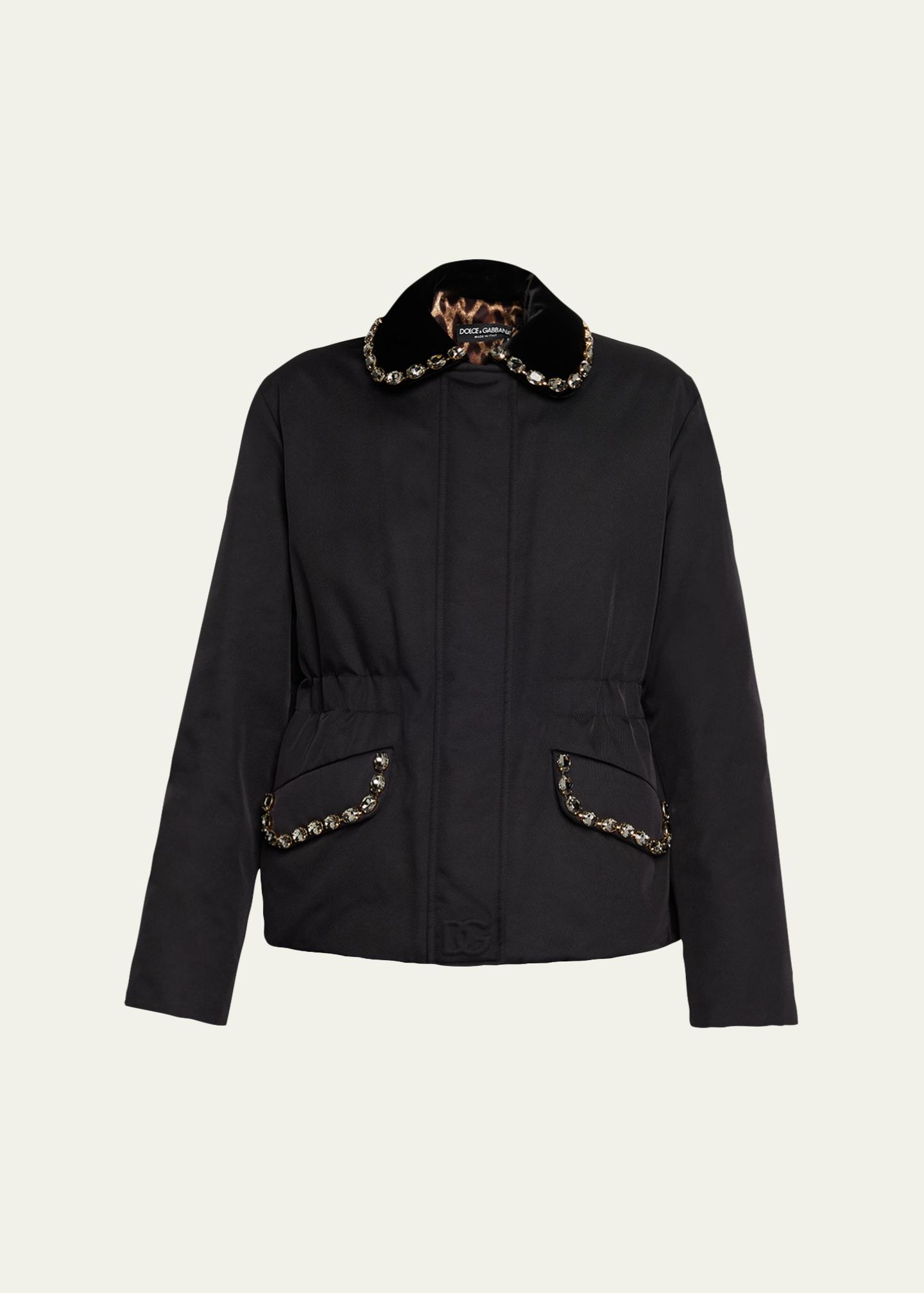Dolce&Gabbana Crystal Velvet-Collar Nylon Barn Jacket - Bergdorf 