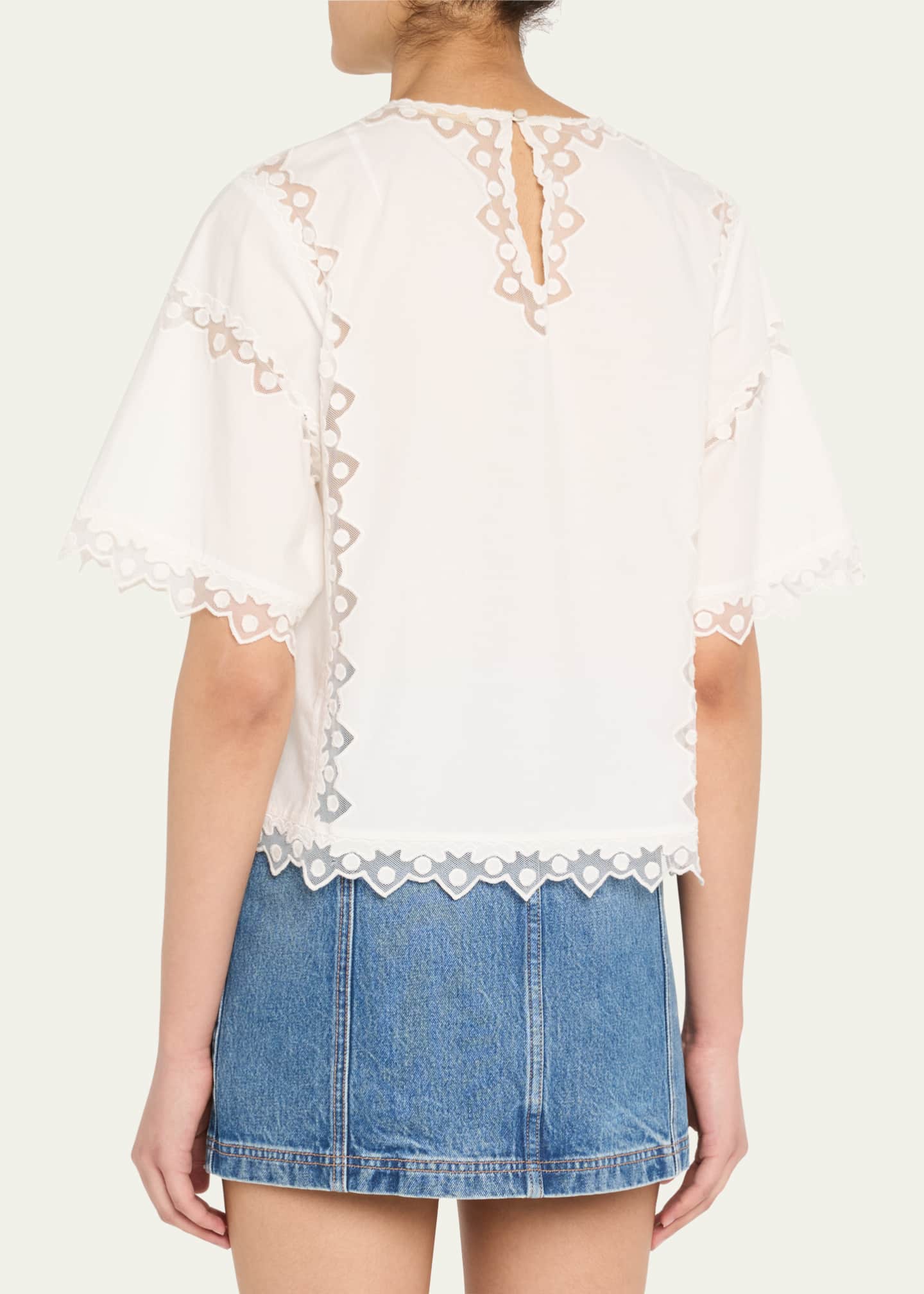 Ulla Johnson Kai Embroidered Short-Sleeve Top Image 3 of 5