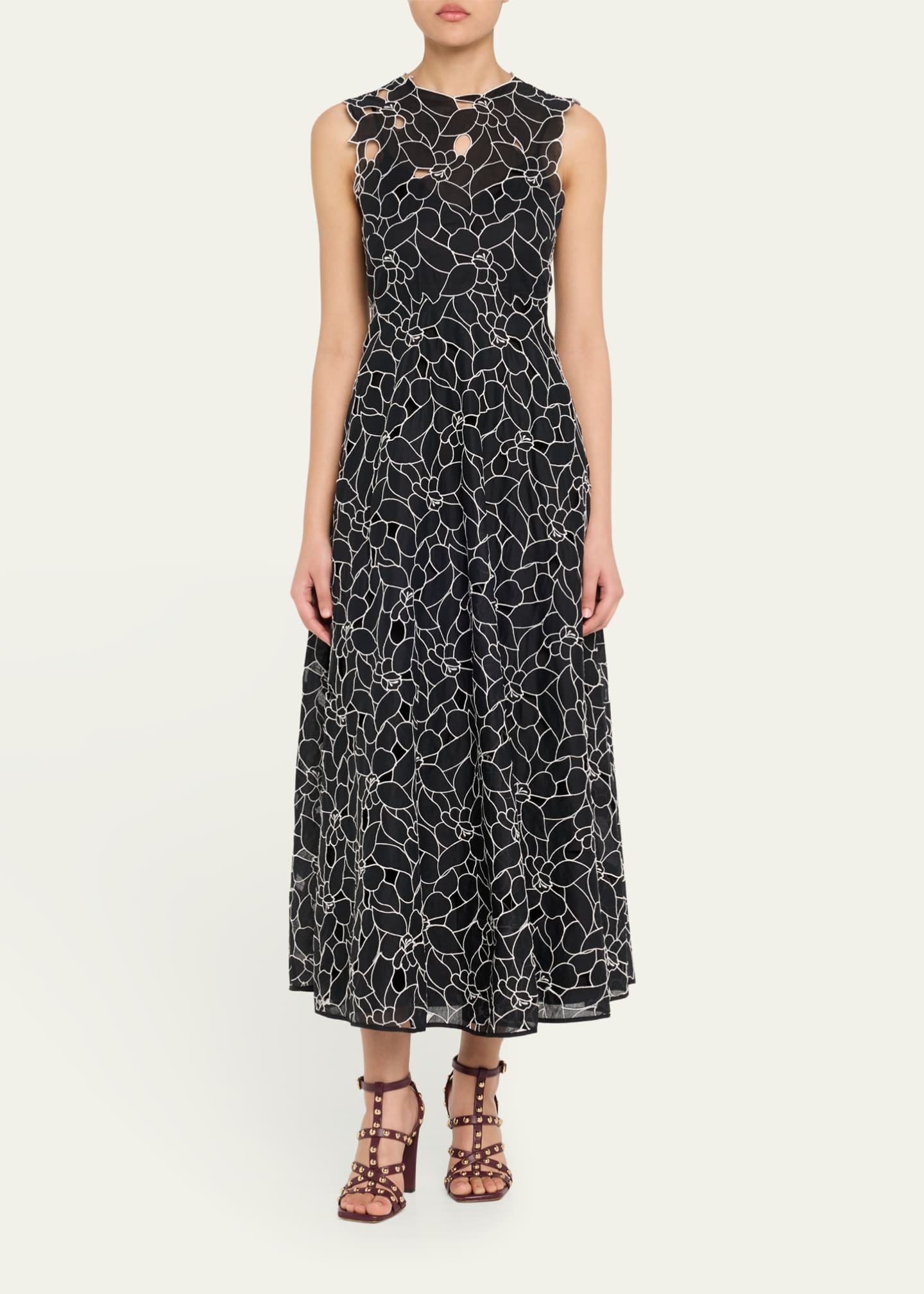 Ulla Johnson Kiana Embroidered Sleeveless Midi Dress Image 2 of 5