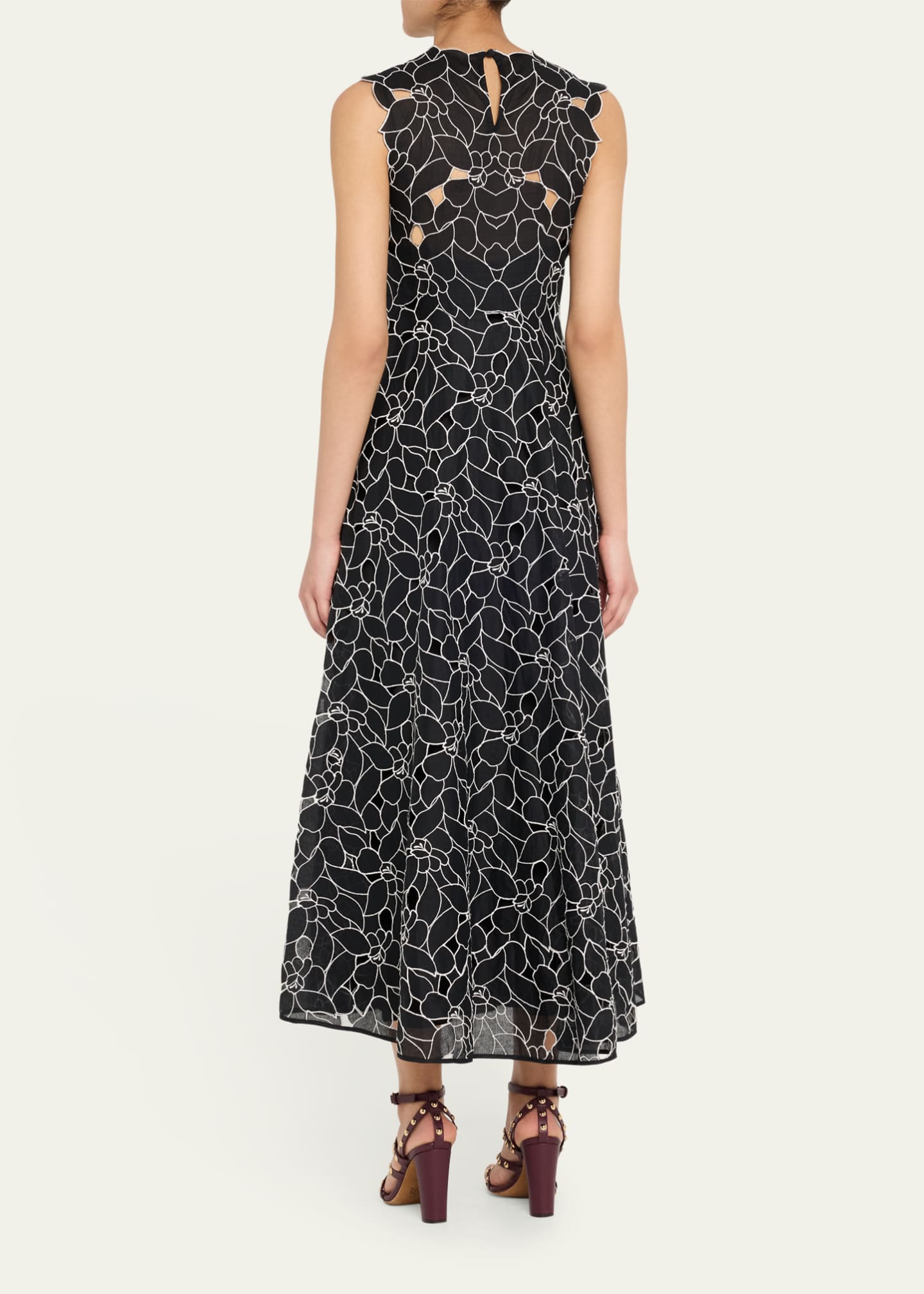 Ulla Johnson Kiana Embroidered Sleeveless Midi Dress Image 3 of 5