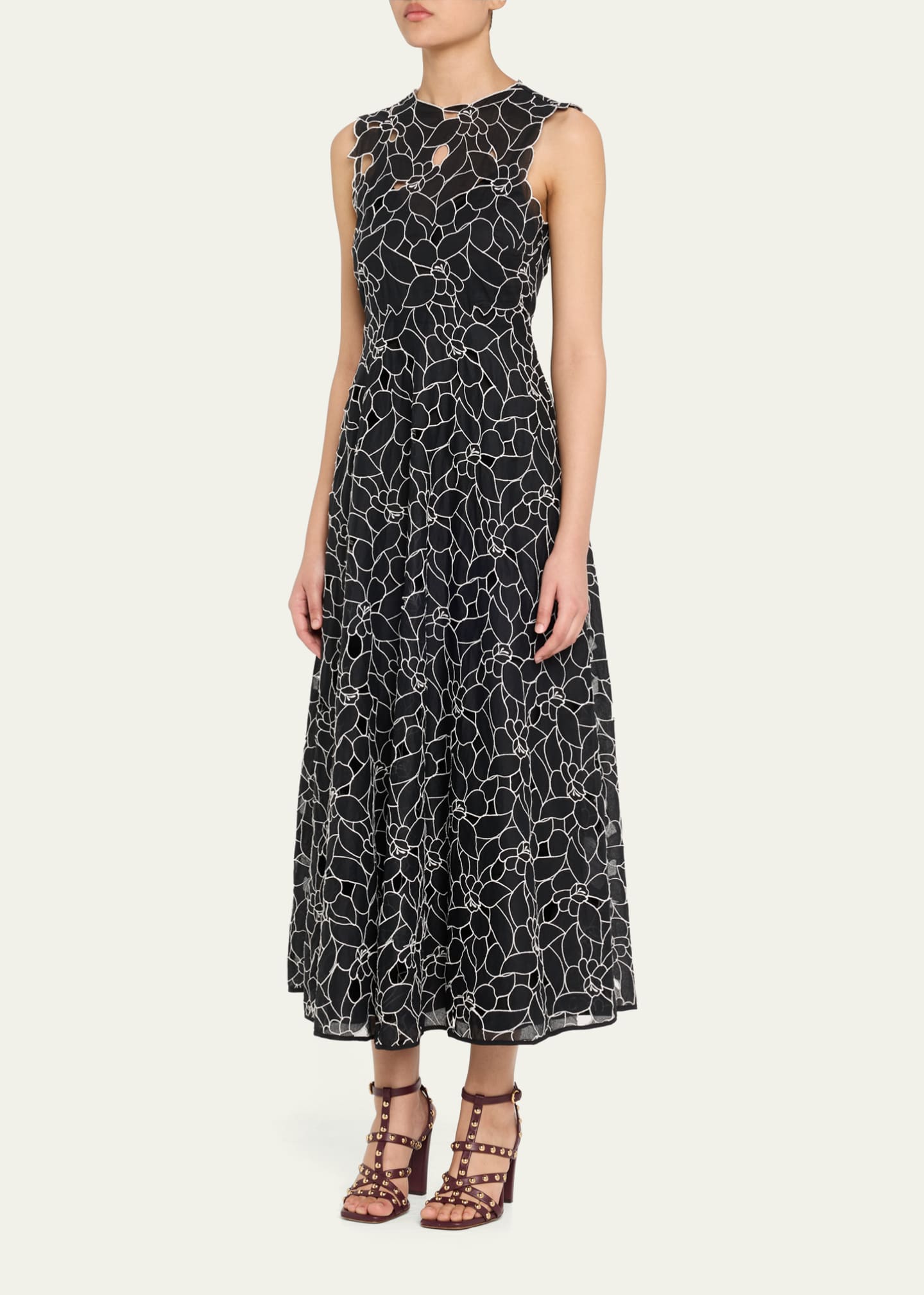 Ulla Johnson Kiana Embroidered Sleeveless Midi Dress Image 4 of 5