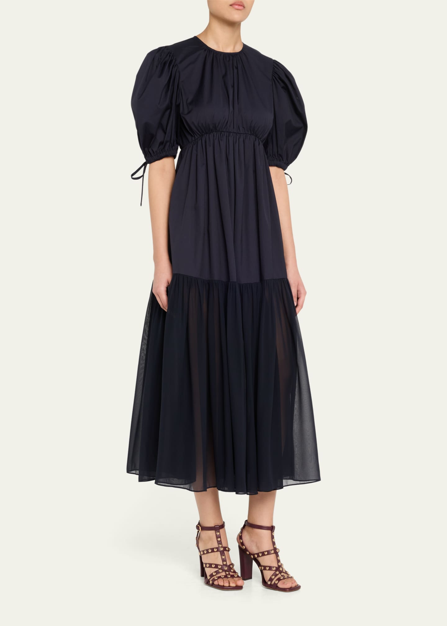 Ulla Johnson Collage Puff-Sleeve Midi Dress Image 4 of 5