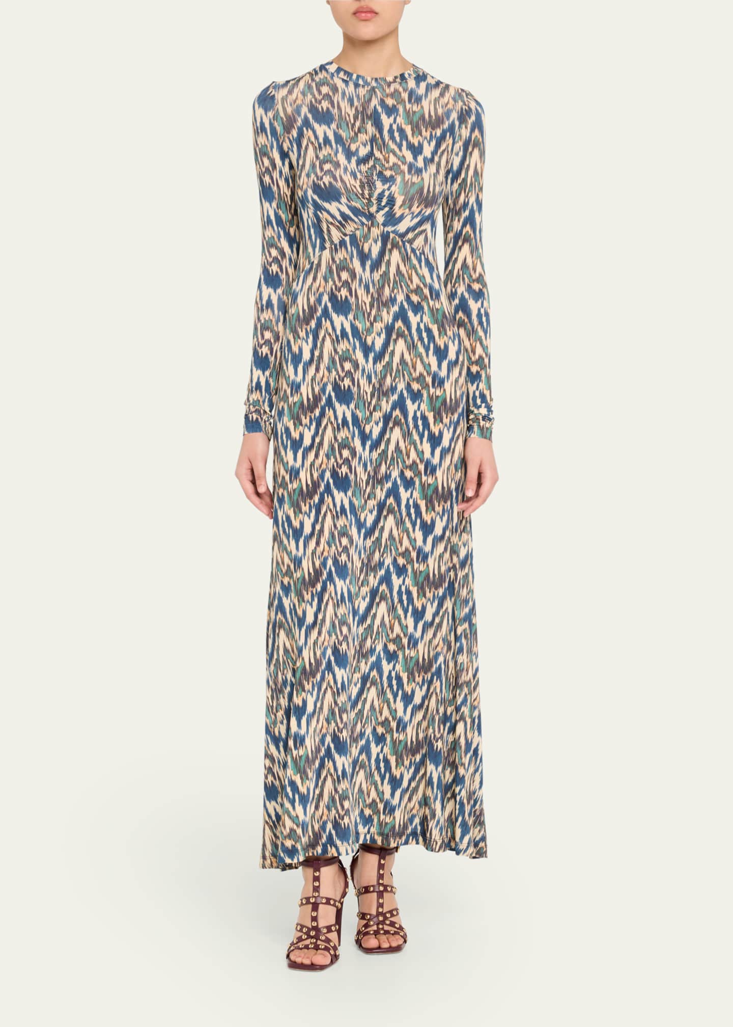 Ulla Johnson Naia Long-Sleeve Ruched Midi Dress Image 2 of 5