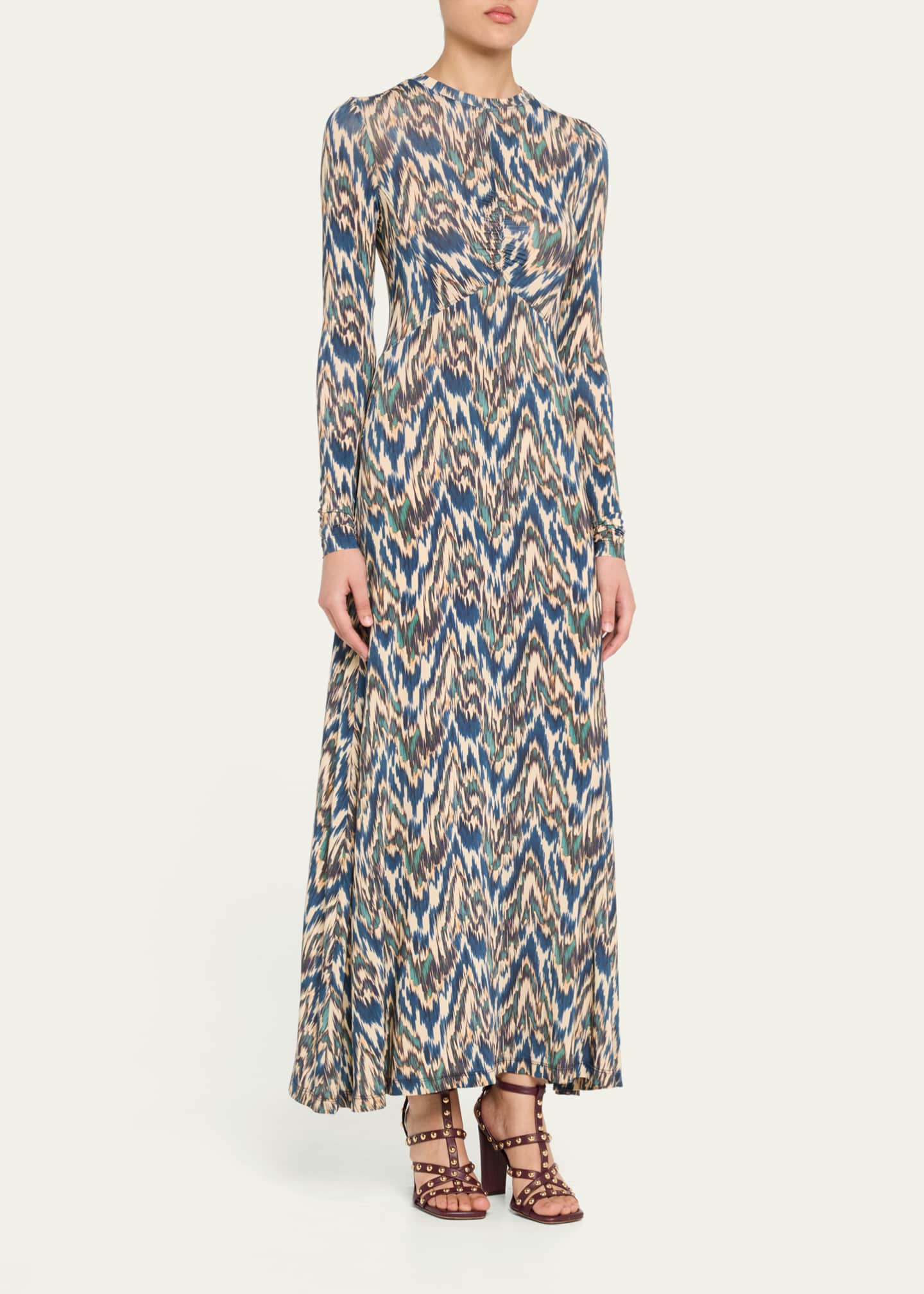 Ulla Johnson Naia Long-Sleeve Ruched Midi Dress Image 4 of 5
