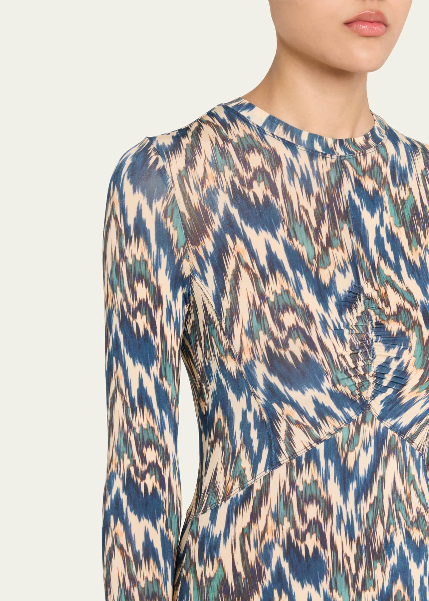 Ulla Johnson Naia Long-Sleeve Ruched Midi Dress Image 5 of 5