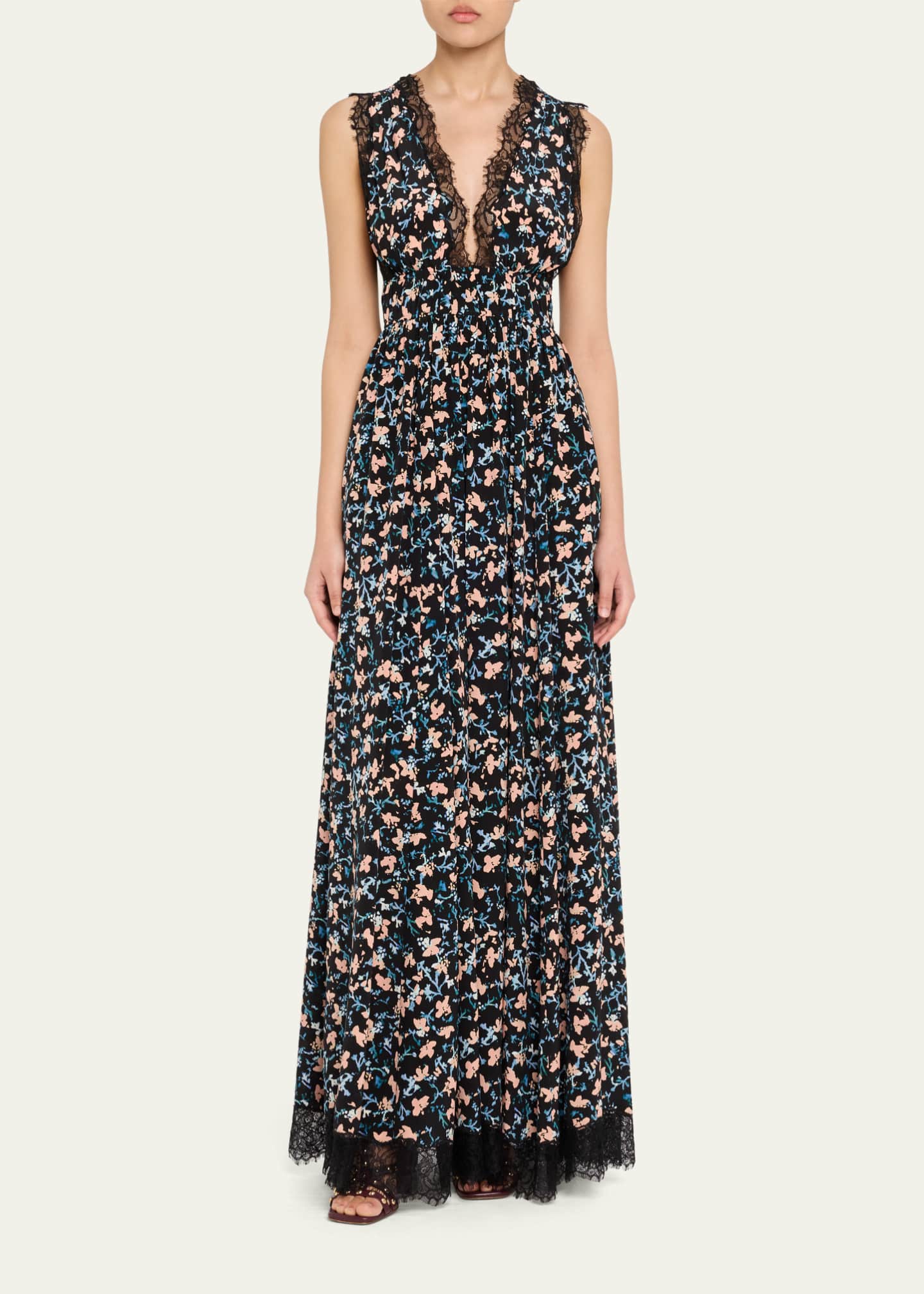 Ulla Johnson Marguerite V-Neck Silk Lace Gown Image 2 of 5