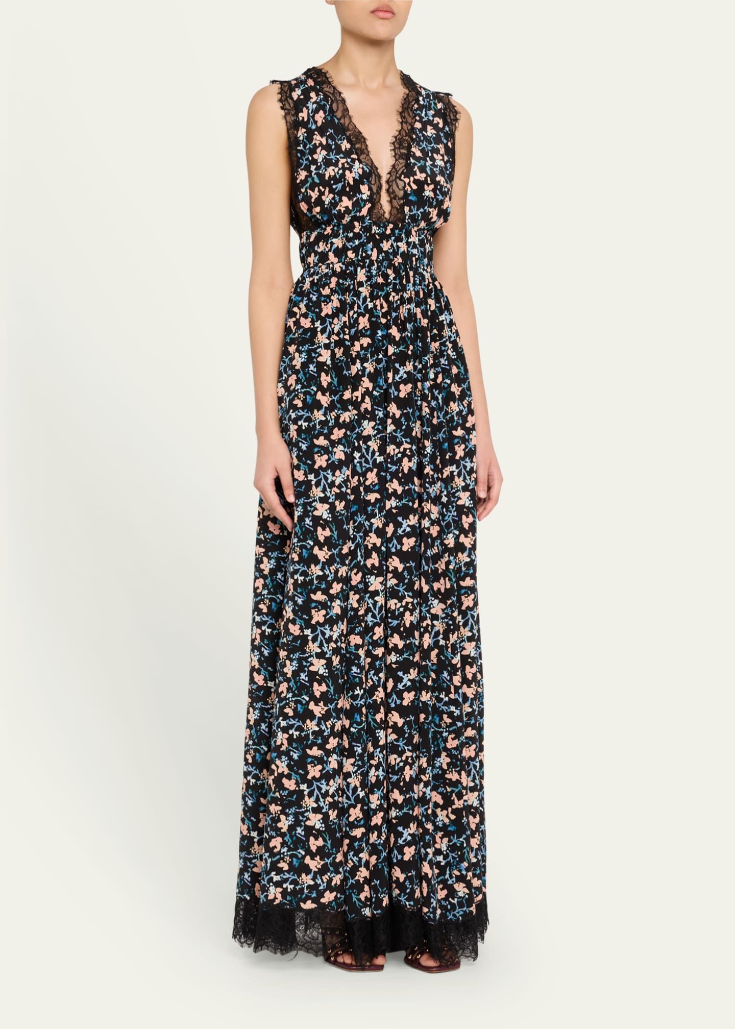 Ulla Johnson Marguerite V-Neck Silk Lace Gown Image 4 of 5