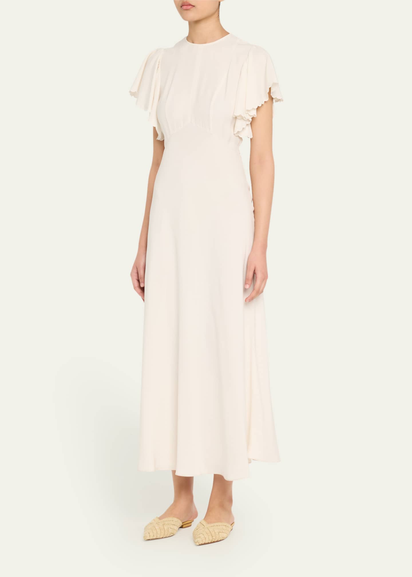 Ulla Johnson Blithe Flutter-Sleeve Midi Dress Image 4 of 5