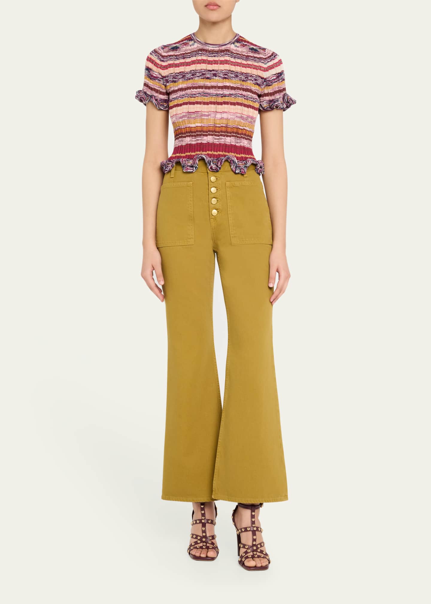 Ulla Johnson Miya Short-Sleeve Knit Ruffle Top Image 2 of 5