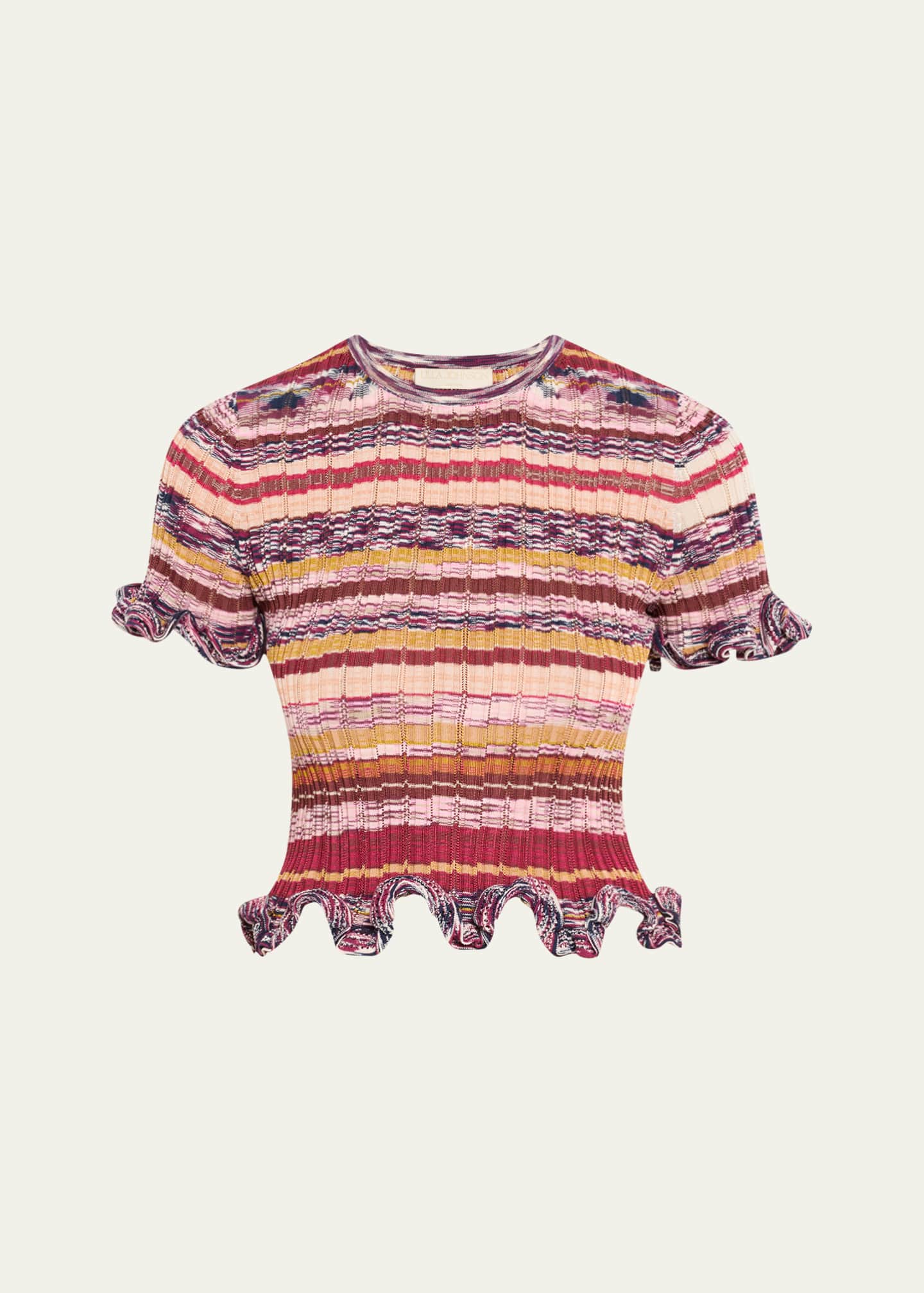 Ulla Johnson Miya Short-Sleeve Knit Ruffle Top Image 1 of 5