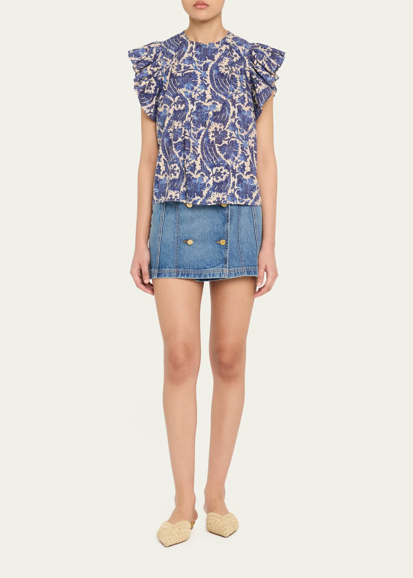 Ulla Johnson Sienna Flutter-Sleeve Blouse Image 2 of 5