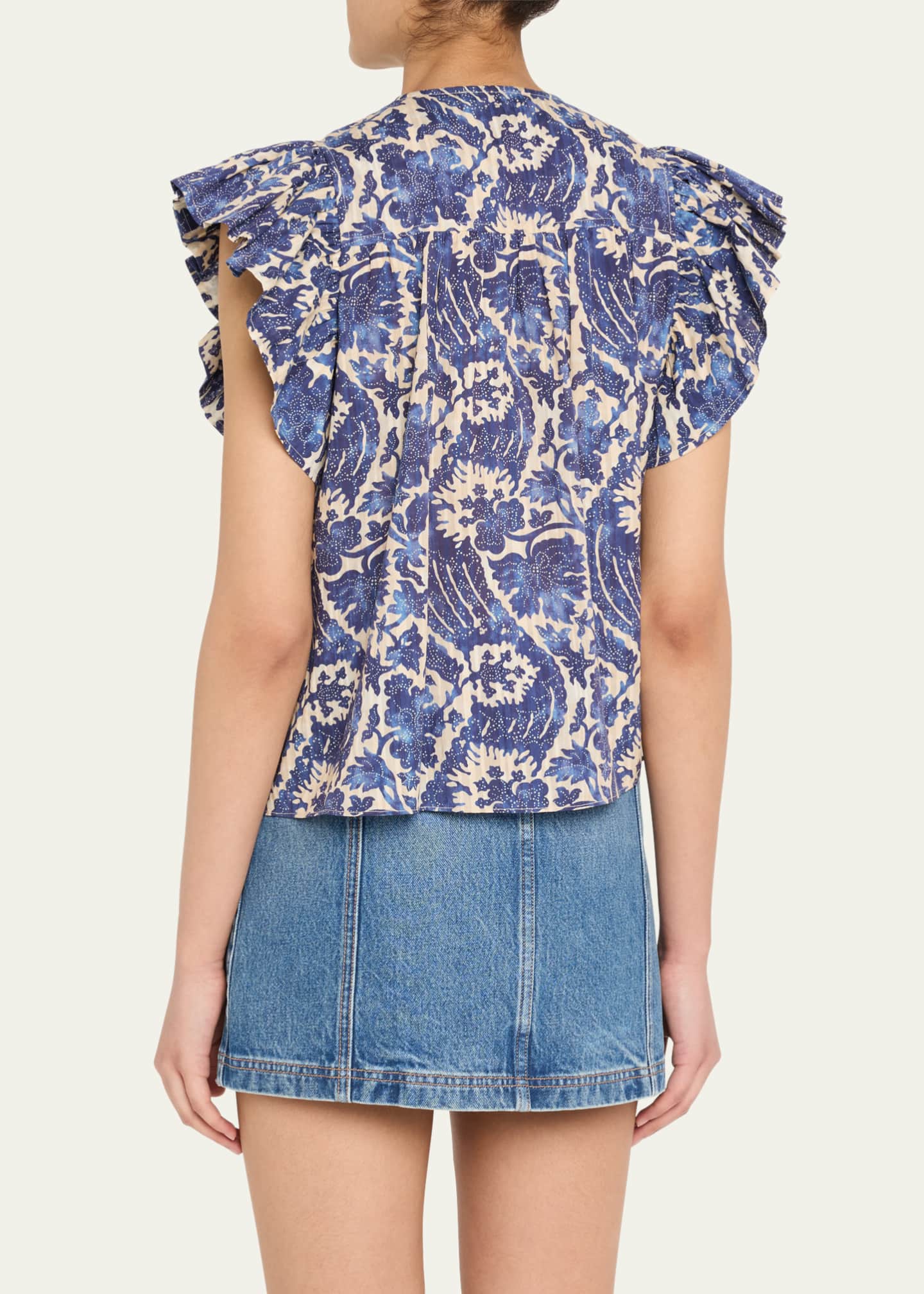 Ulla Johnson Sienna Flutter-Sleeve Blouse Image 3 of 5