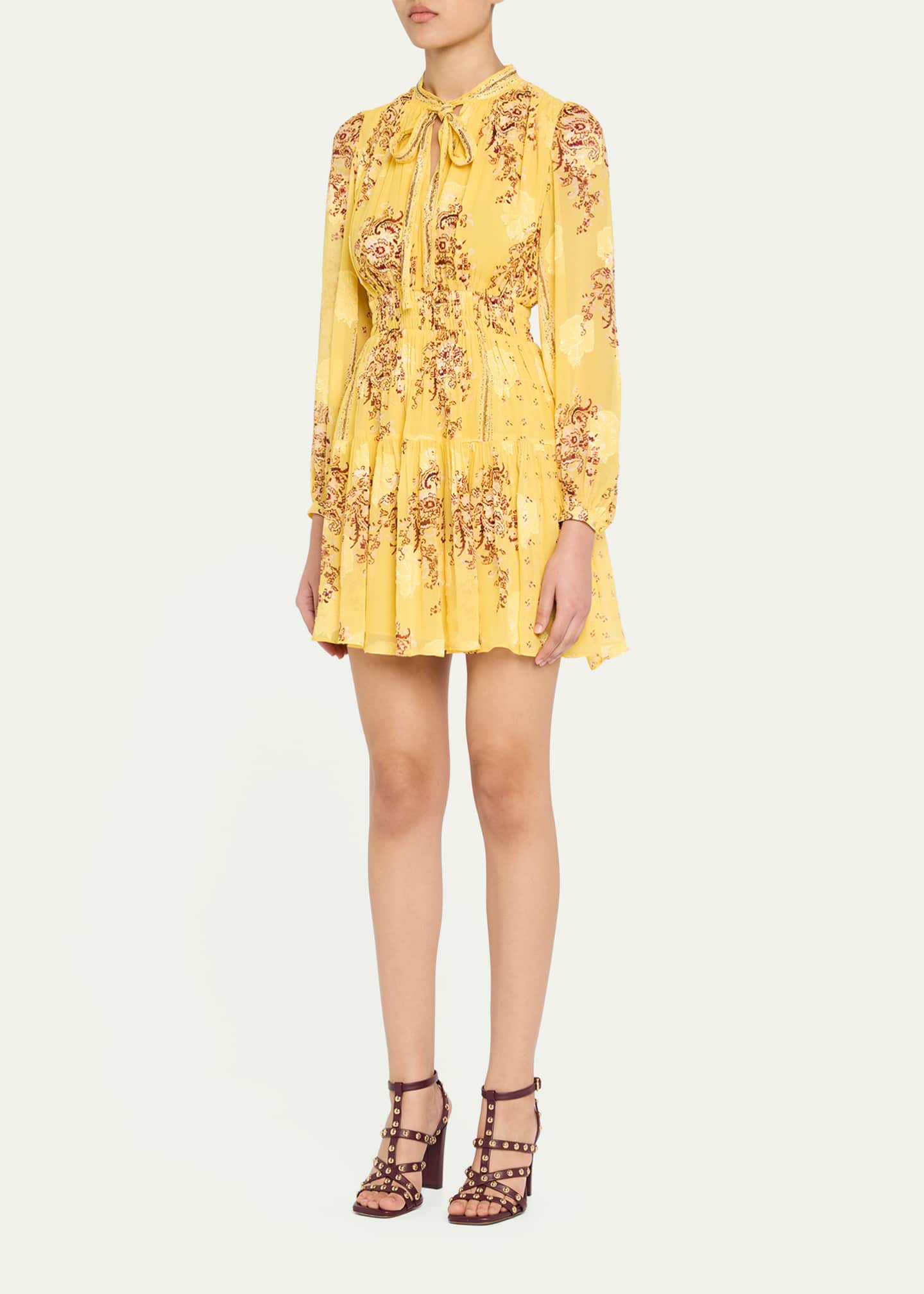 Ulla Johnson Maris Necktie Long-Sleeve Mini Dress Image 4 of 5