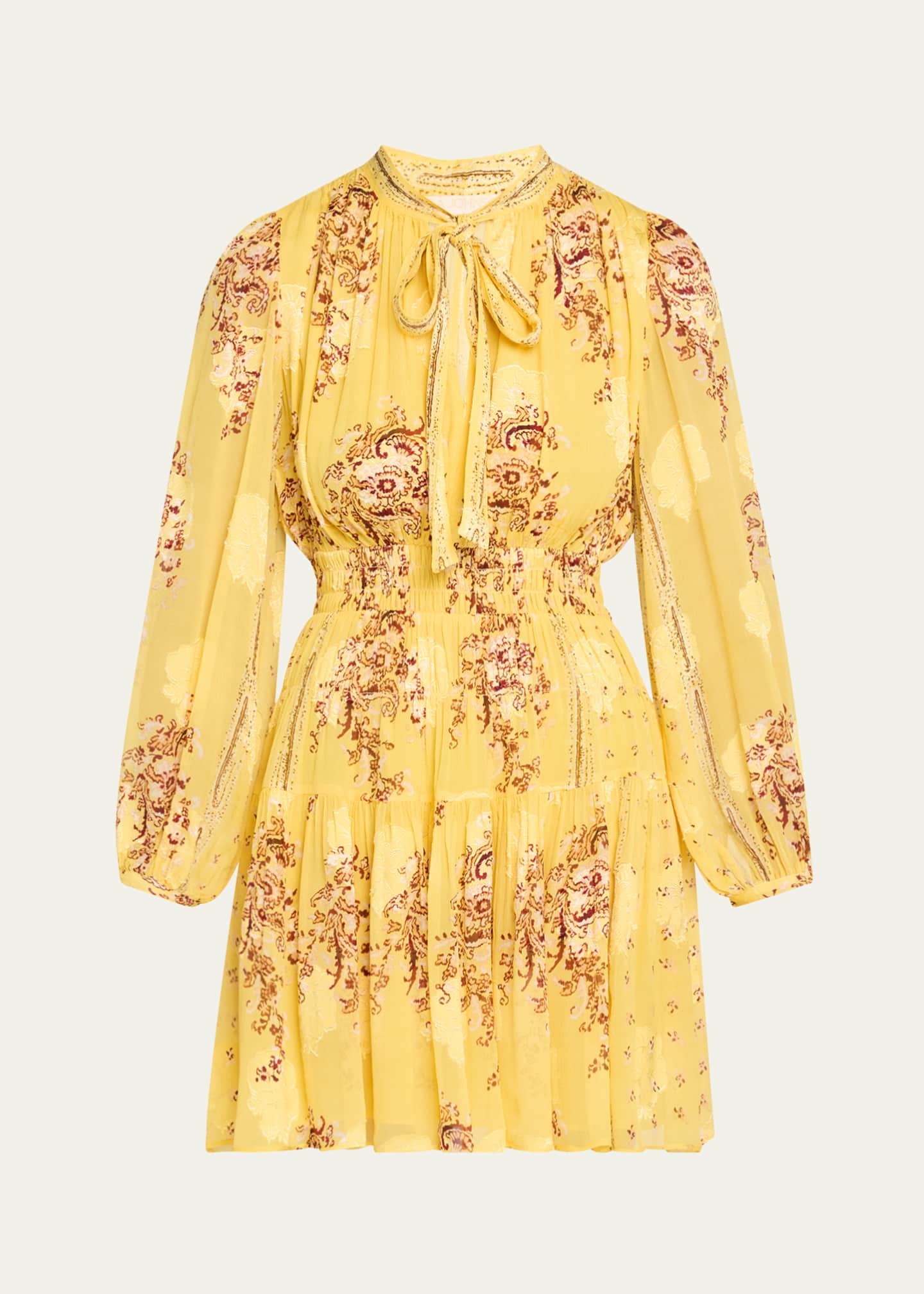 Ulla Johnson Maris Necktie Long-Sleeve Mini Dress Image 1 of 5