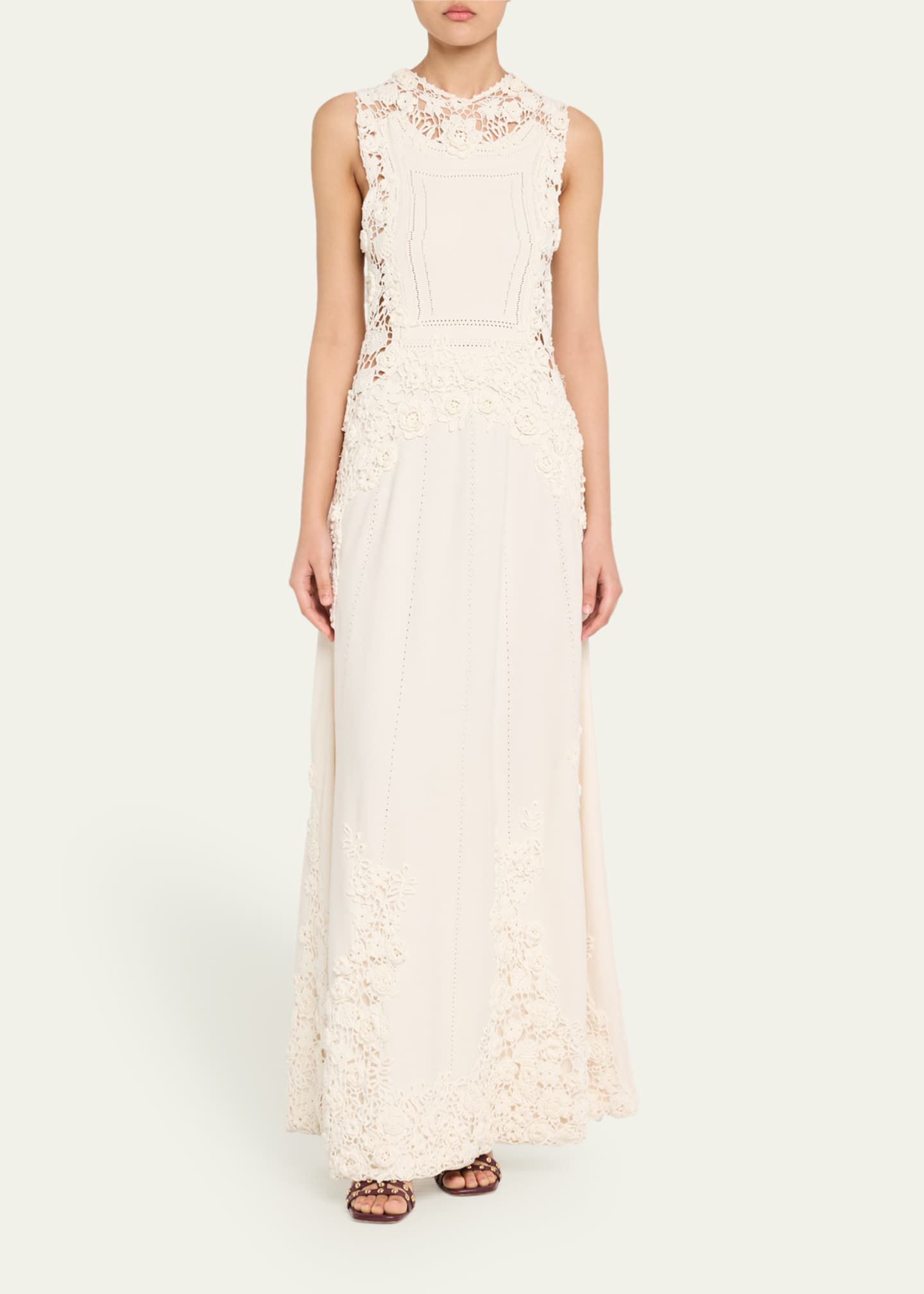 Genoveva Crochet Floral Knit Sleeveless Maxi Dress