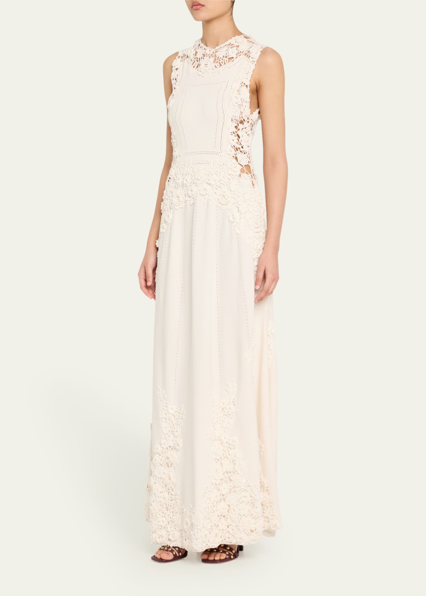 Genoveva Crochet Floral Knit Sleeveless Maxi Dress