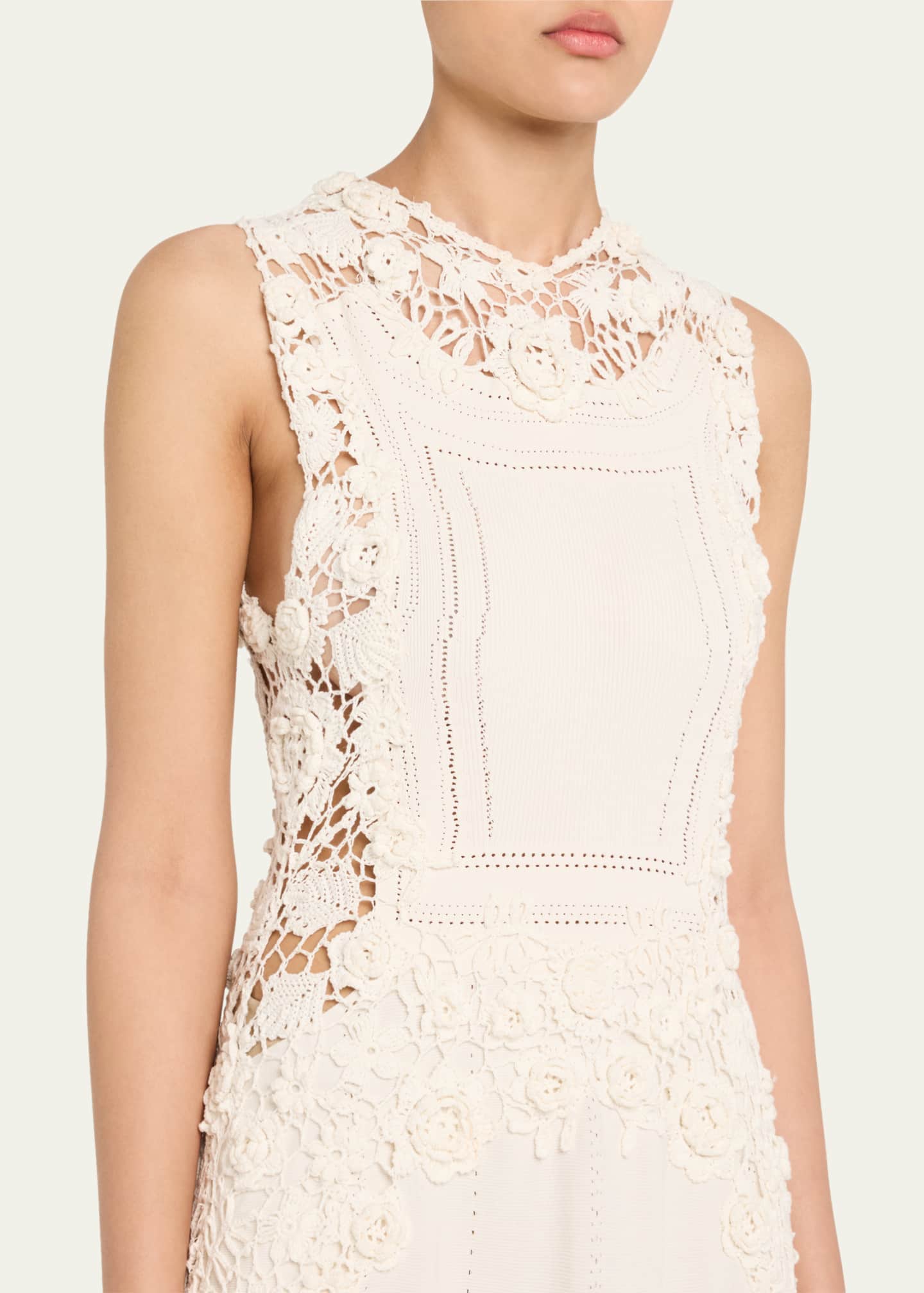 Genoveva Crochet Floral Knit Sleeveless Maxi Dress