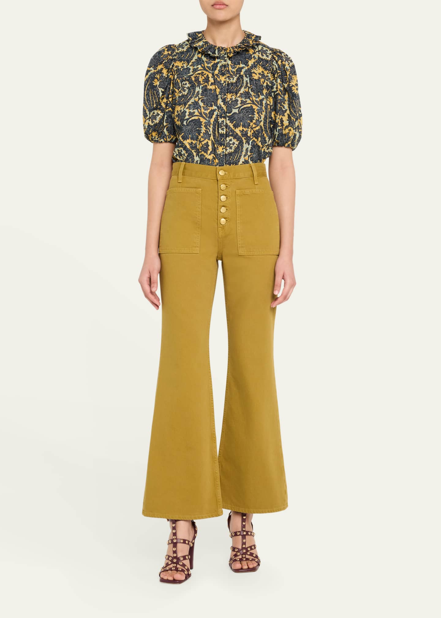 Ulla Johnson Amari Ruffle Short-Sleeve Blouse Image 2 of 5