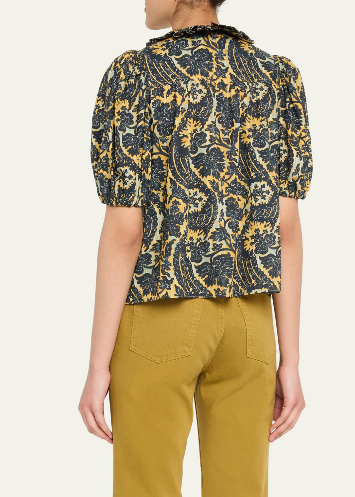 Ulla Johnson Amari Ruffle Short-Sleeve Blouse Image 3 of 5