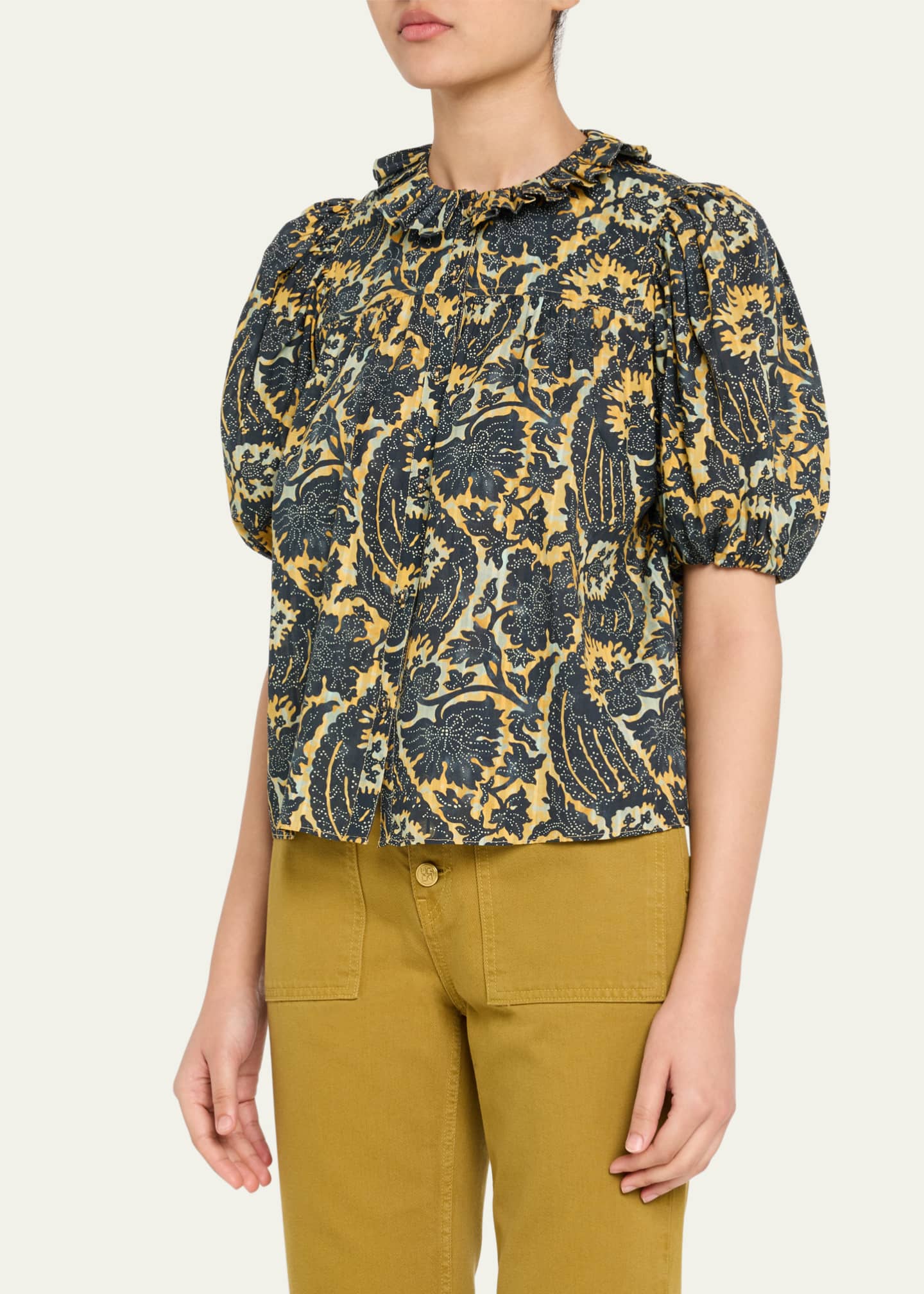 Ulla Johnson Amari Ruffle Short-Sleeve Blouse Image 4 of 5