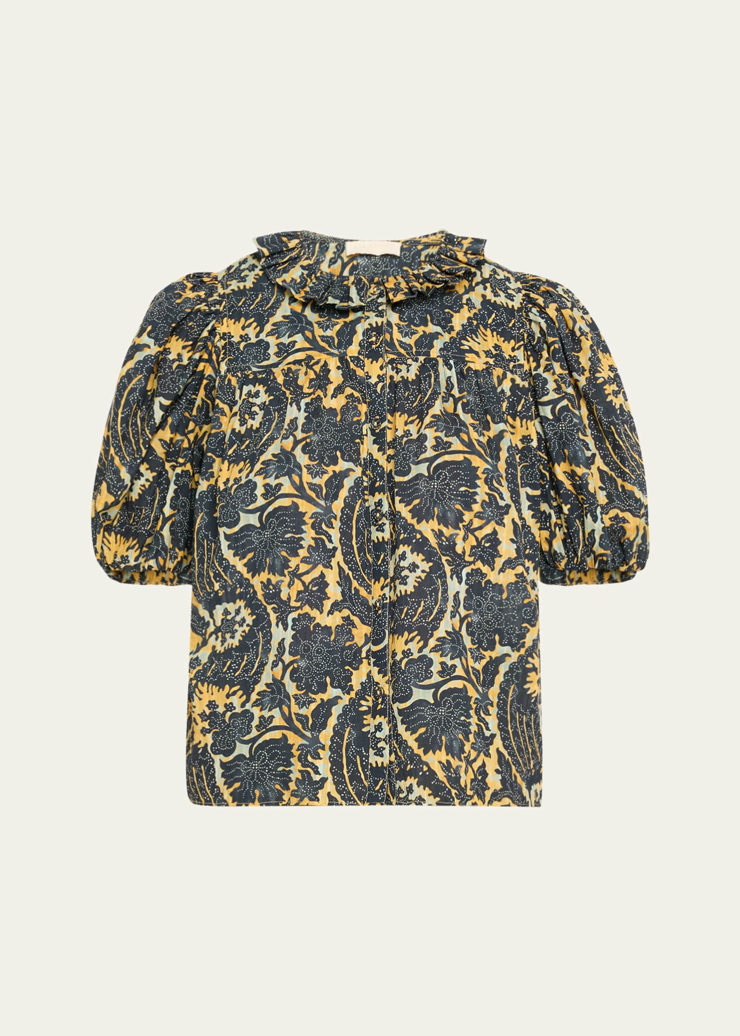 Ulla Johnson Amari Ruffle Short-Sleeve Blouse Image 1 of 5