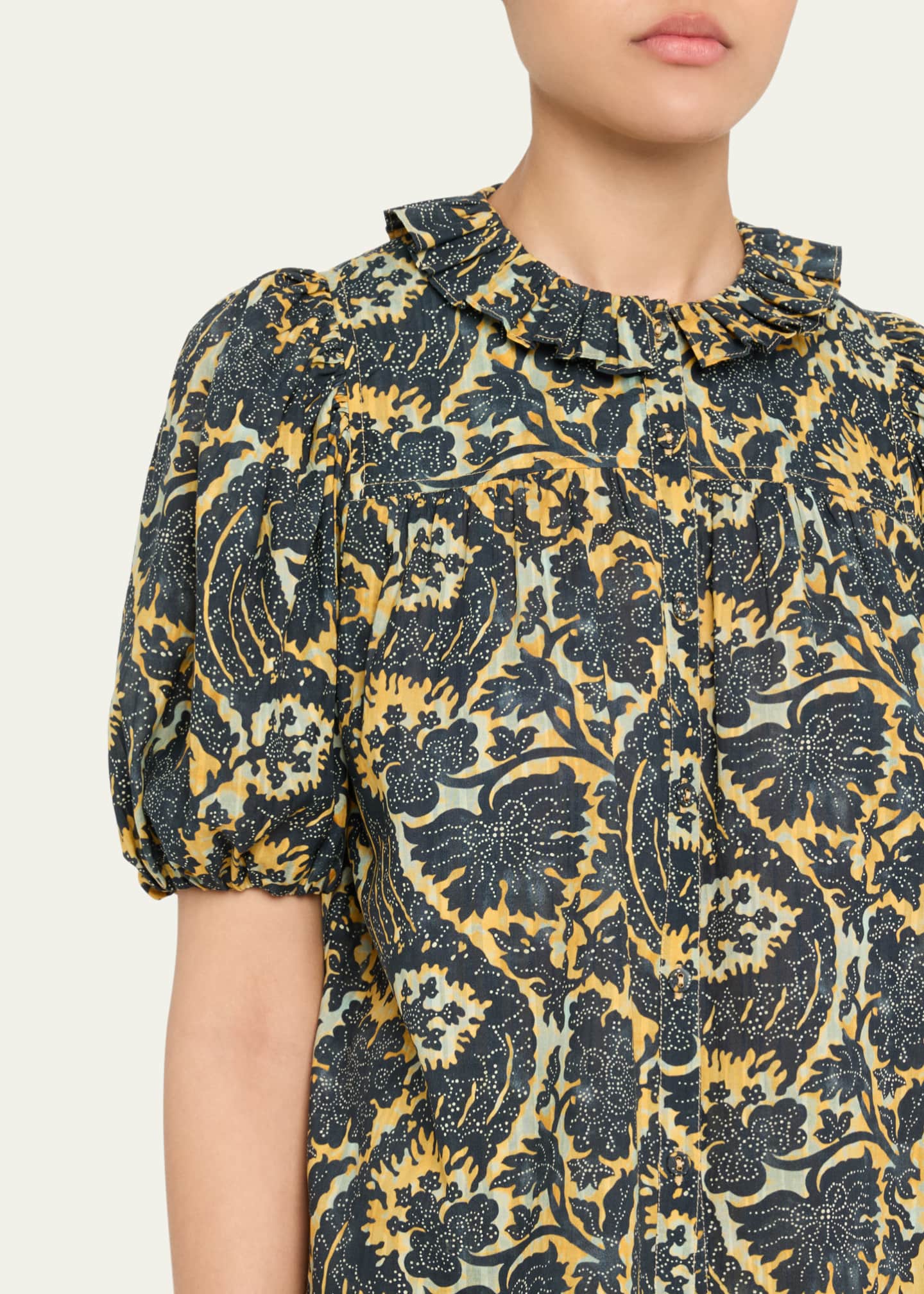 Ulla Johnson Amari Ruffle Short-Sleeve Blouse Image 5 of 5