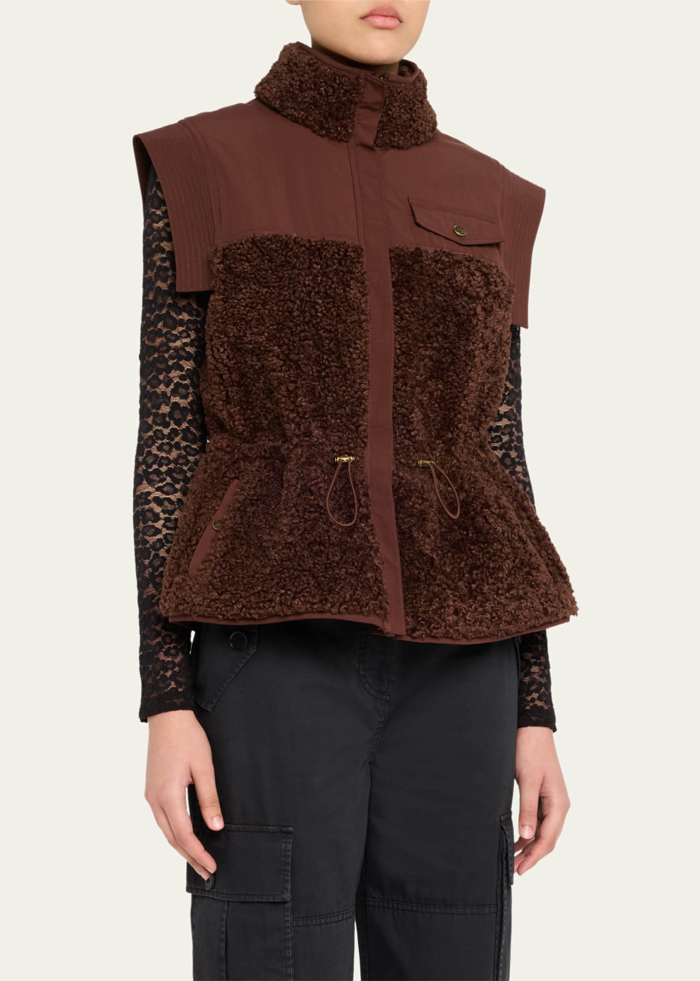 Ulla Johnson Tariet Drawstring Teddy Fleece Vest Image 4 of 5