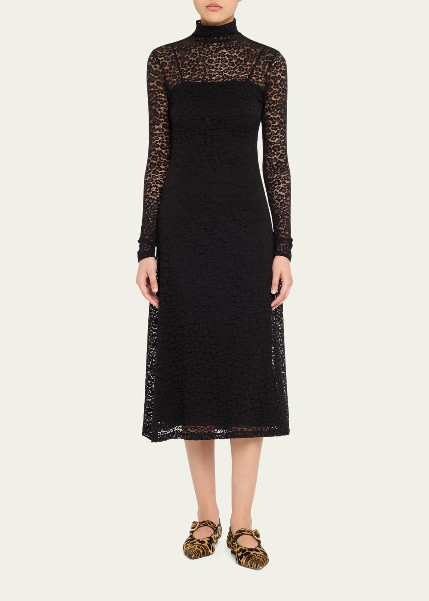Ulla Johnson Talia Leopard Long-Sleeve Turtleneck Dress Image 2 of 5