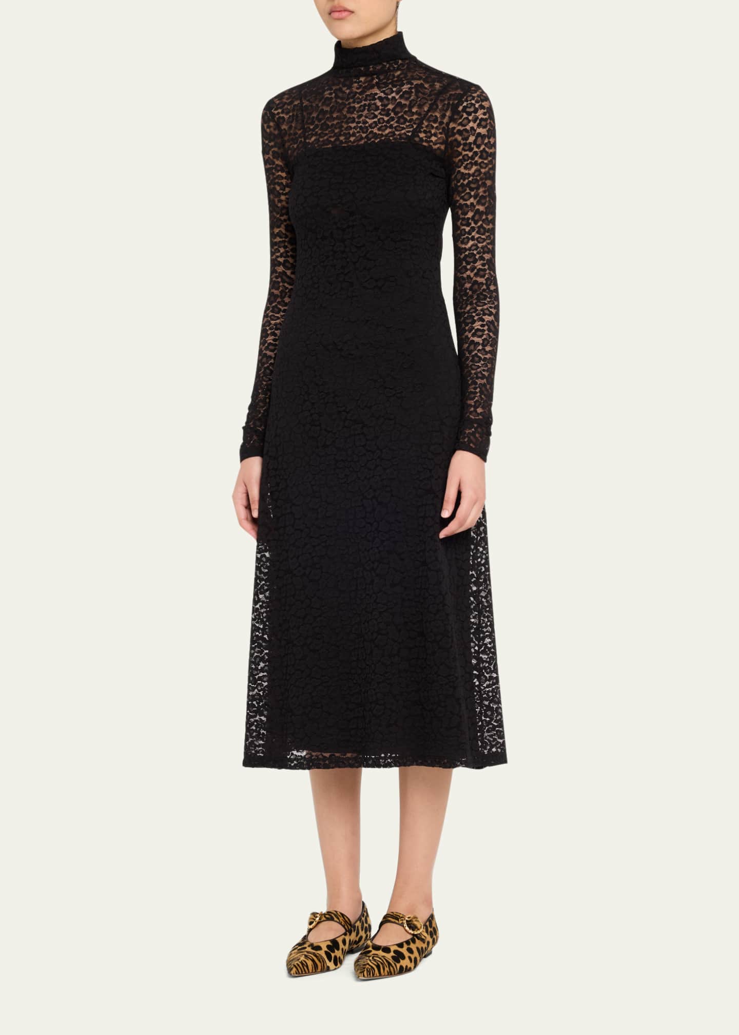 Ulla Johnson Talia Leopard Long-Sleeve Turtleneck Dress Image 4 of 5