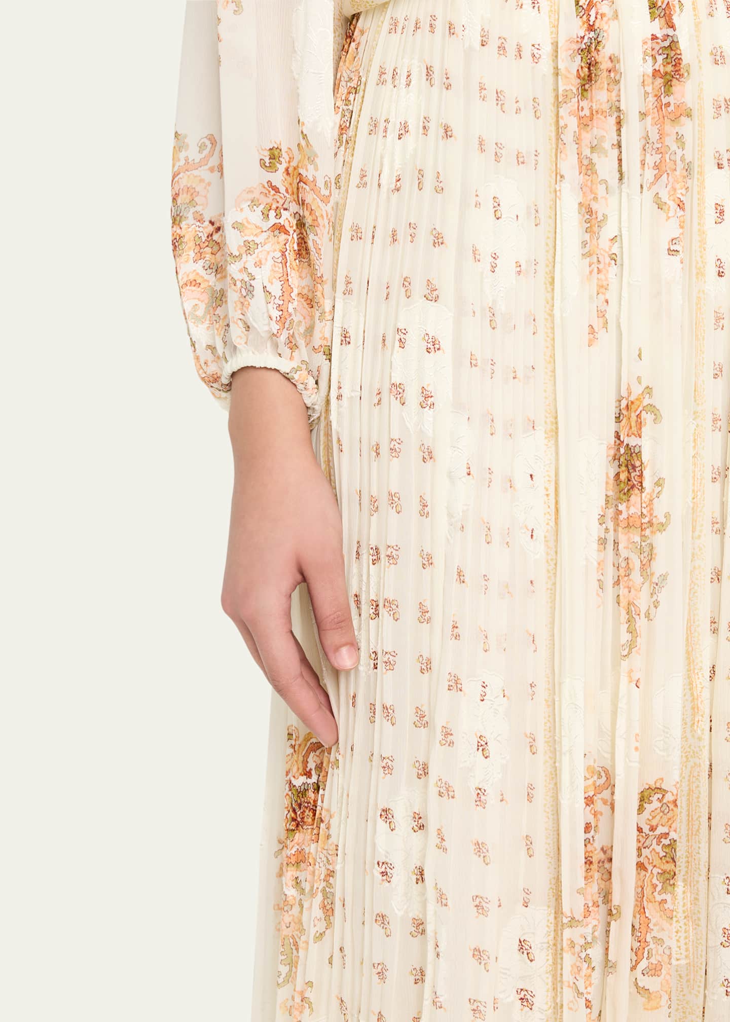 Ulla Johnson Brion Pleated Floral Silk Lace Midi Skirt Image 5 of 5