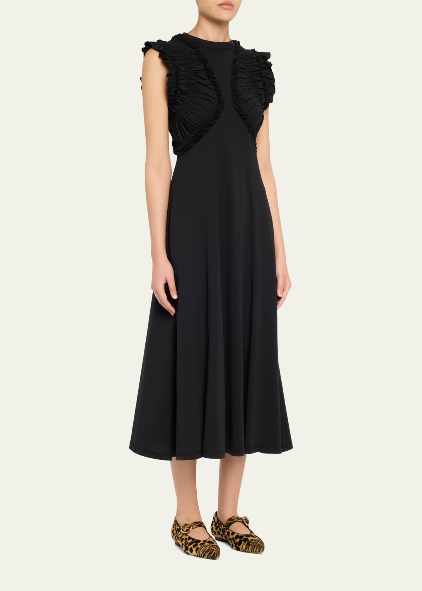 Ulla Johnson Shiva Sleeveless Ruffled Midi Dress Image 4 of 5