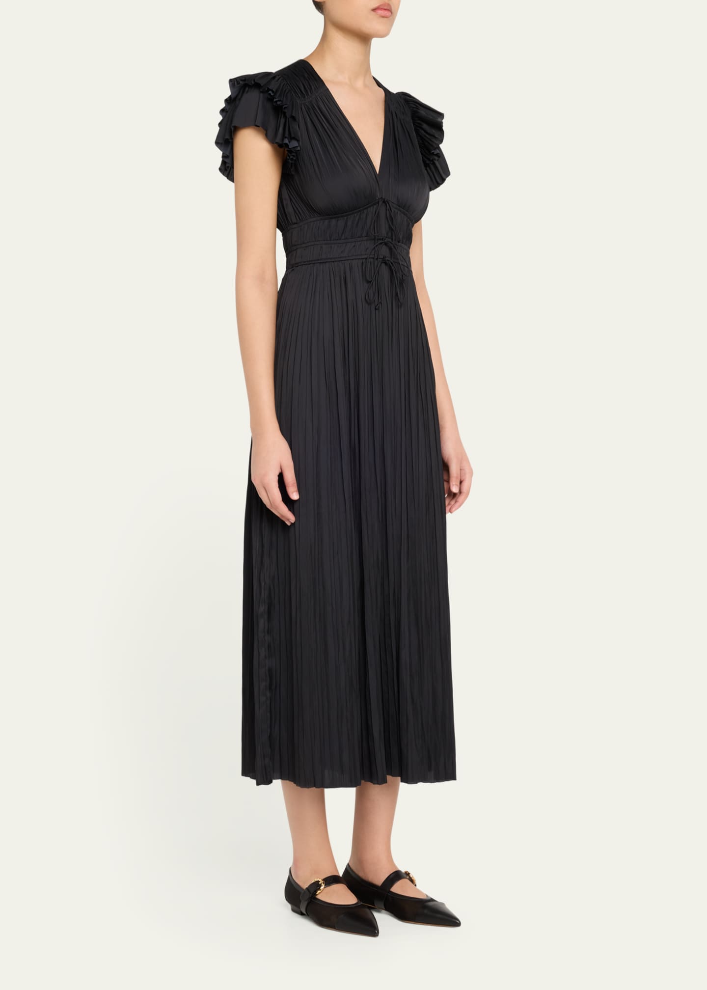 Ulla Johnson Patrice Flutter-Sleeve Midi Dress Image 4 of 5