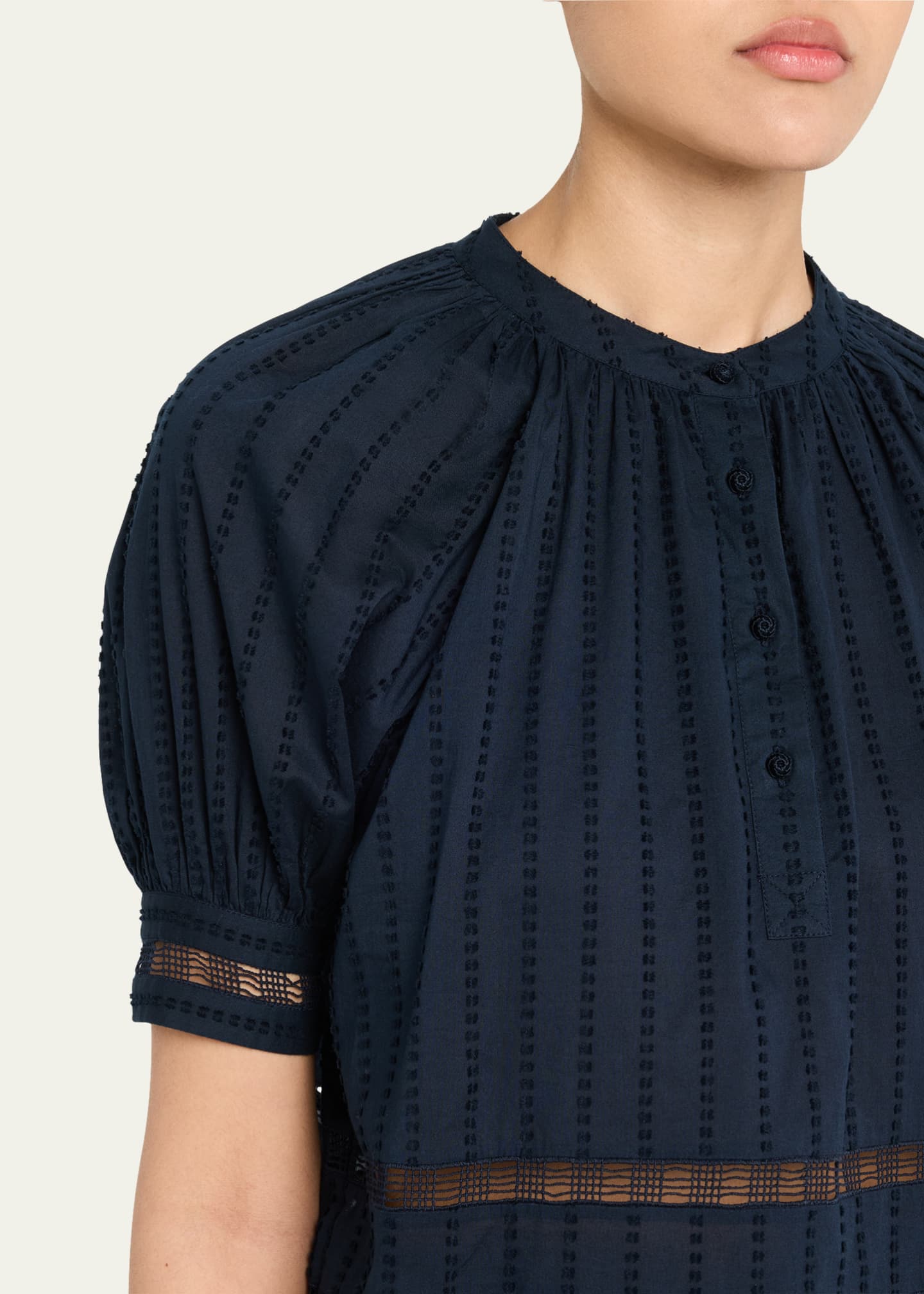 Ulla Johnson Faye Puff-Sleeve Cotton Eyelet Blouse Image 5 of 5
