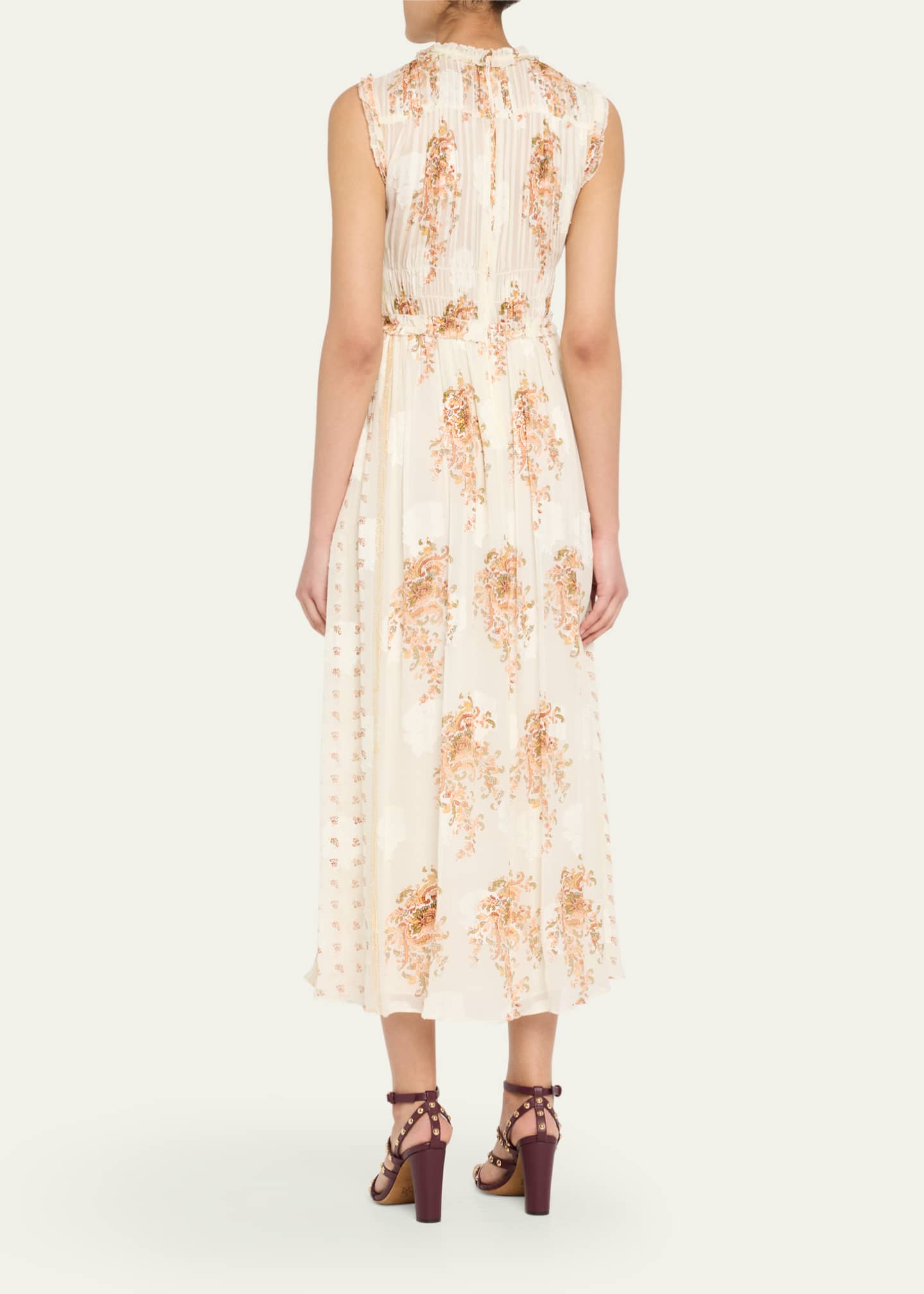 Ulla Johnson Kasia Sleeveless Floral Silk Midi Dress Image 3 of 5