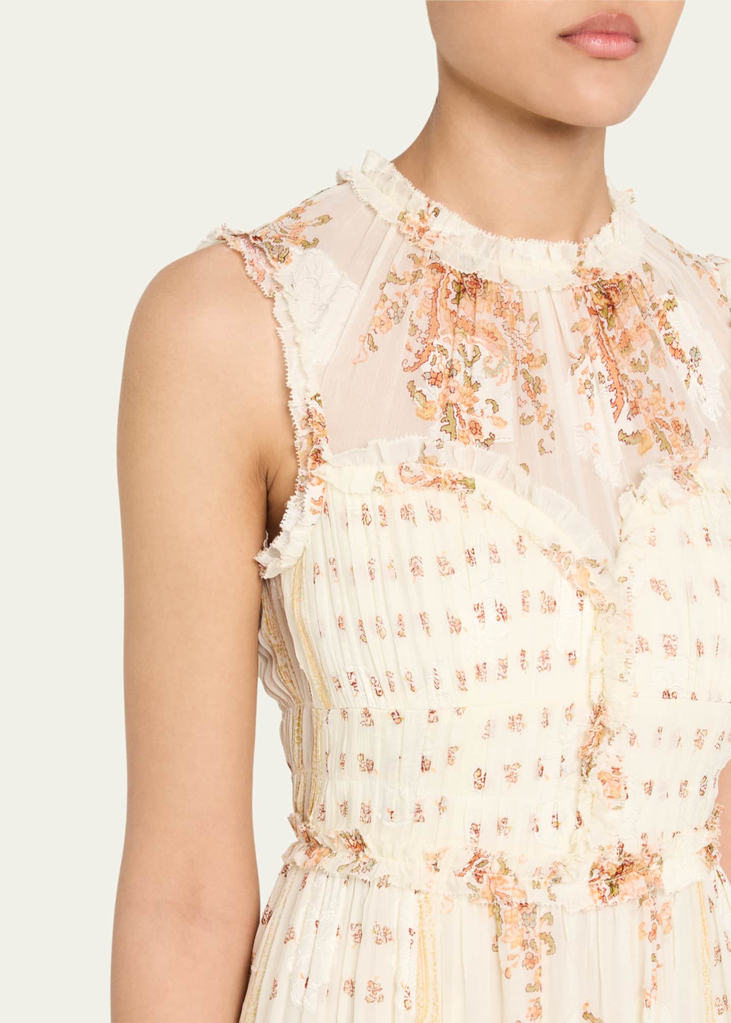 Ulla Johnson Kasia Sleeveless Floral Silk Midi Dress Image 5 of 5