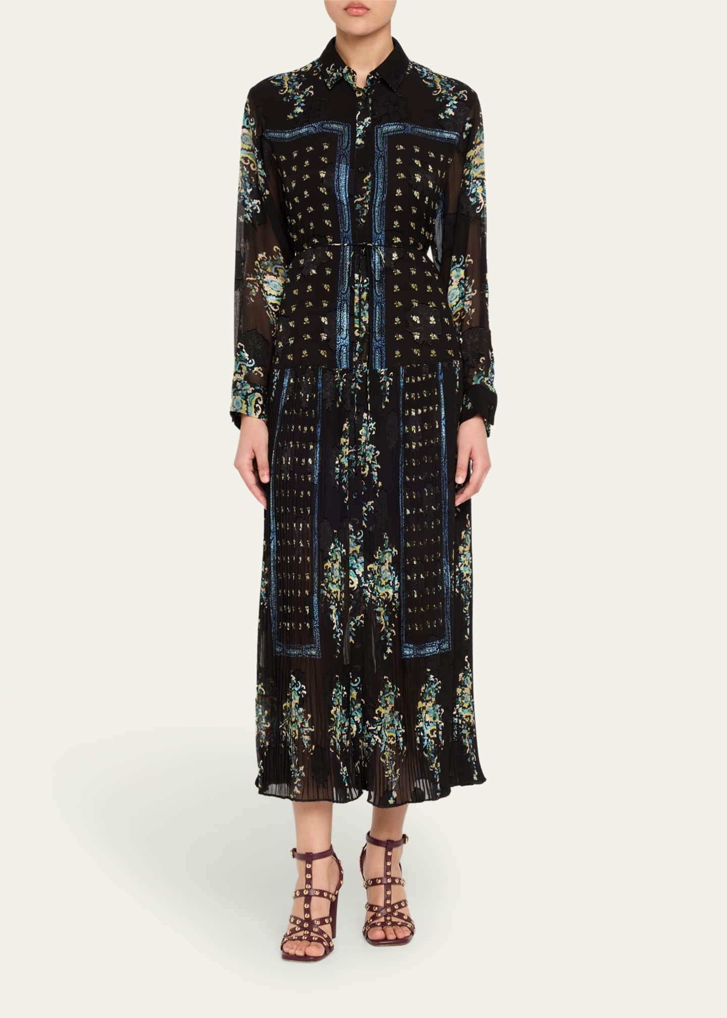 Ulla Johnson Emilie Drop-Waist Long-Sleeve Midi Shirt Dress Image 2 of 5