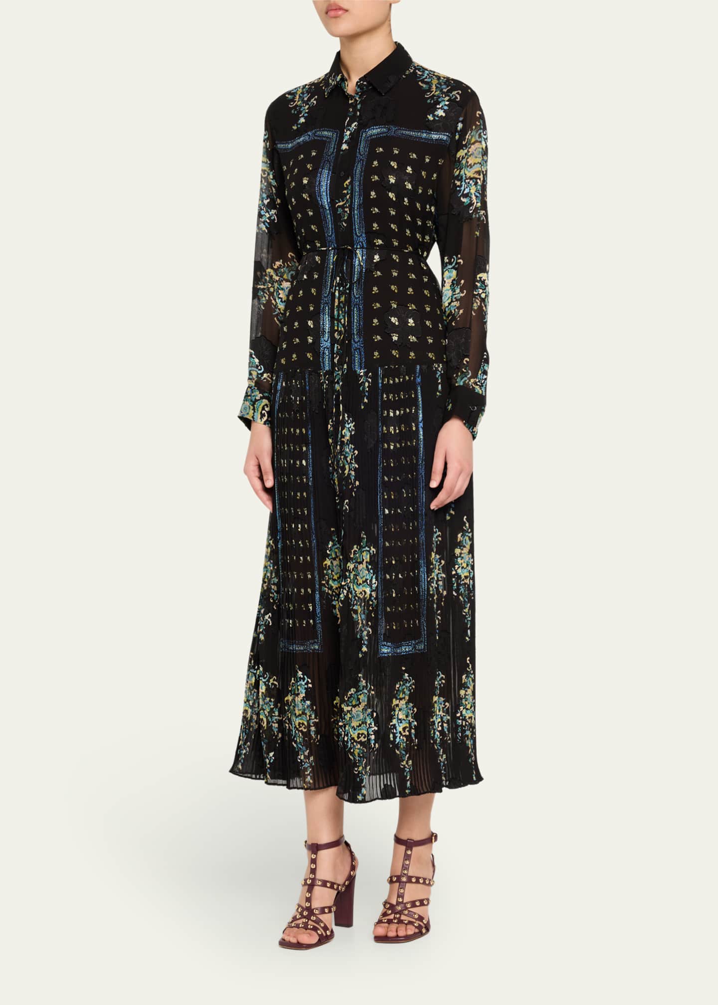 Ulla Johnson Emilie Drop-Waist Long-Sleeve Midi Shirt Dress Image 4 of 5